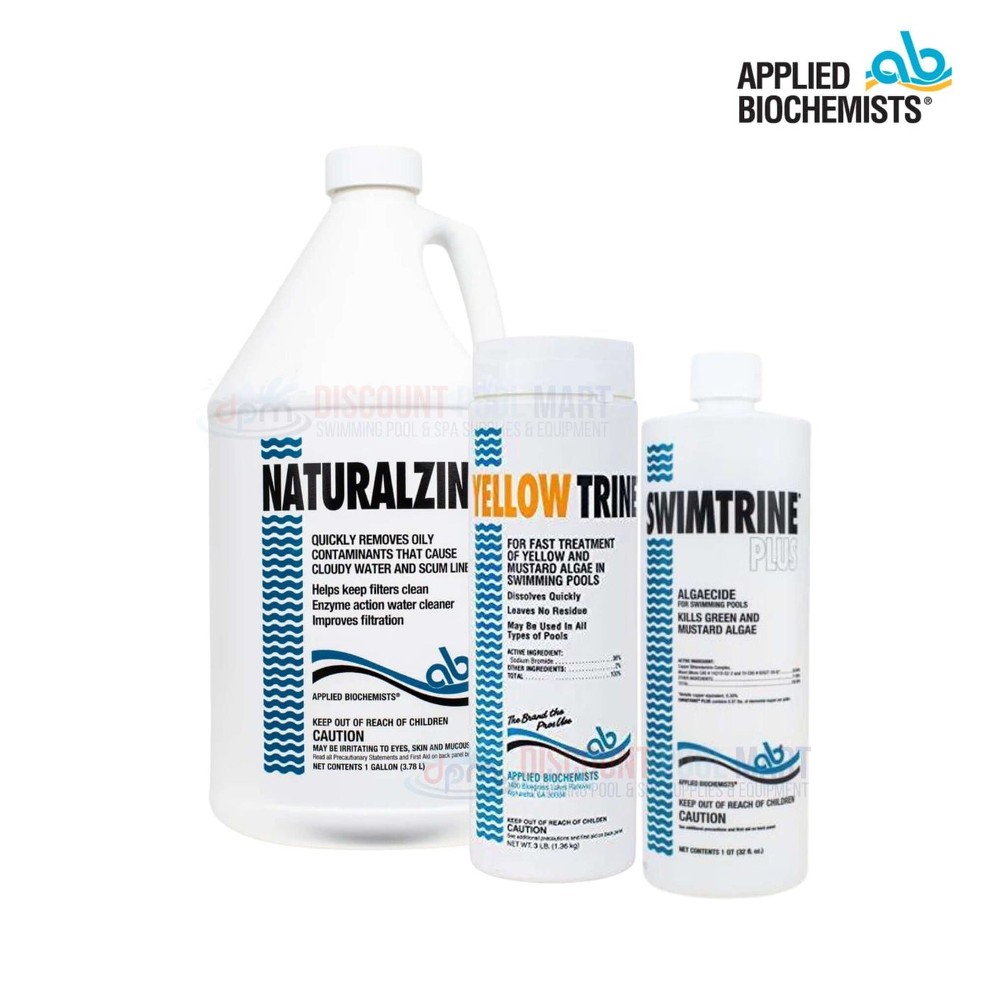 Applied Biochemists products including Naturalzin, Yellow Trine, Swimtrine from Discount Pool Mart DPM for pool maintenance.
