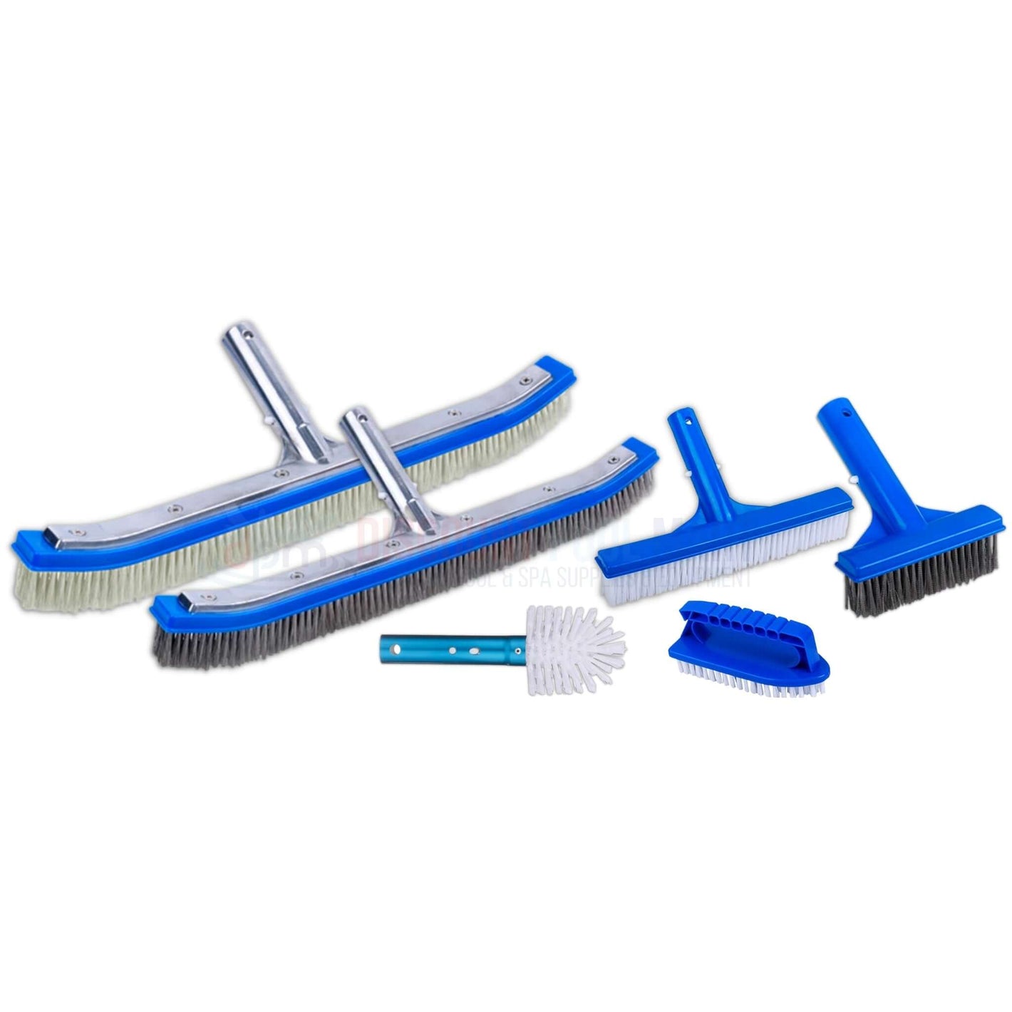 Variety of pool cleaning brushes from Discount Pool Mart (DPM) for effective swimming pool maintenance.