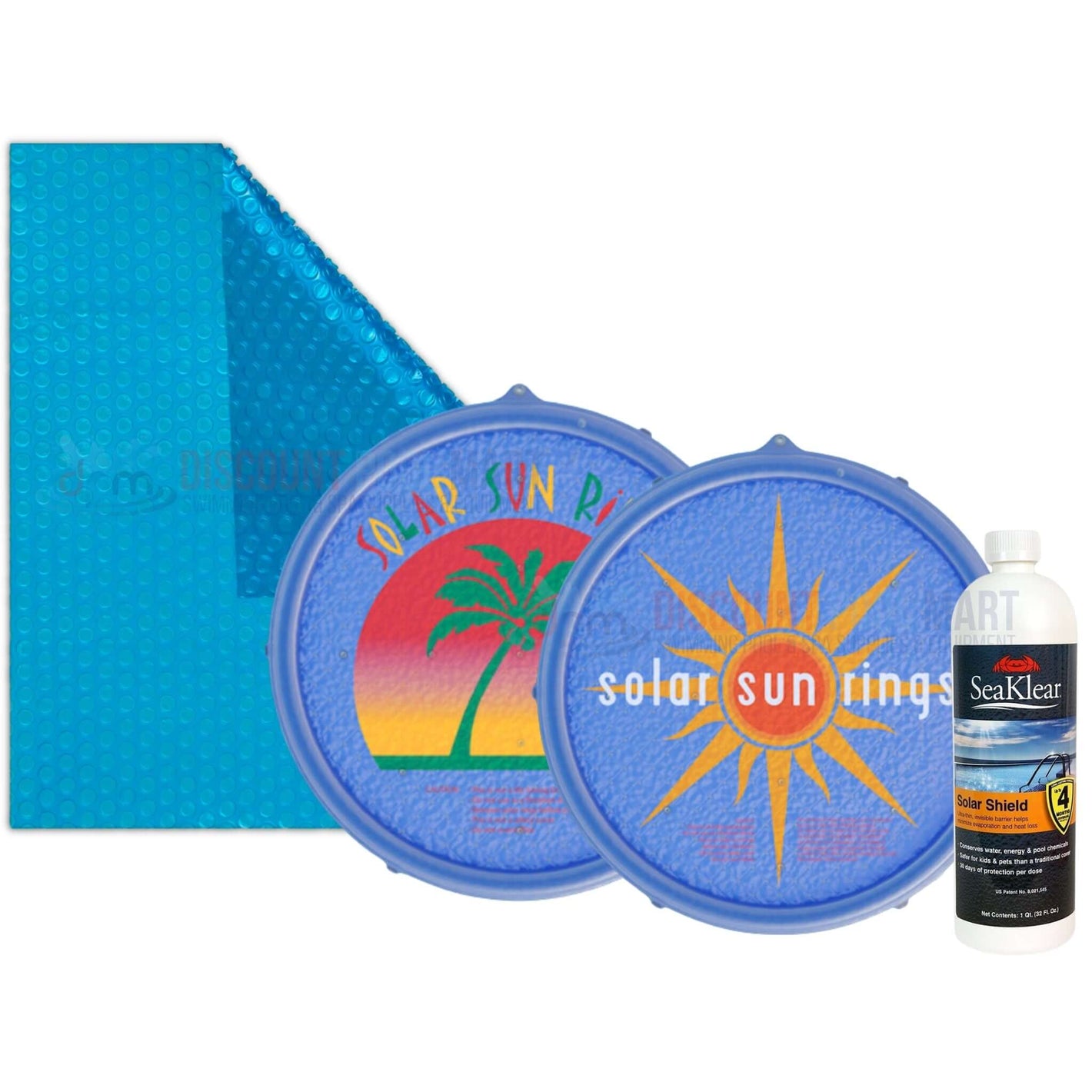 Covers collection from Discount Pool Mart DPM featuring solar sun rings and SeaKlear solar shield products.
