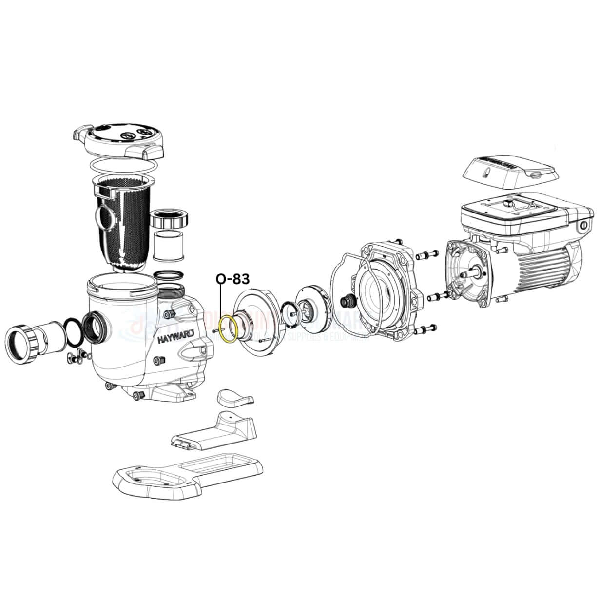 Diagram of Pentair Clean & Clear Plus Filter showing O-Ring O-83, available at Discount Pool Mart DPM.