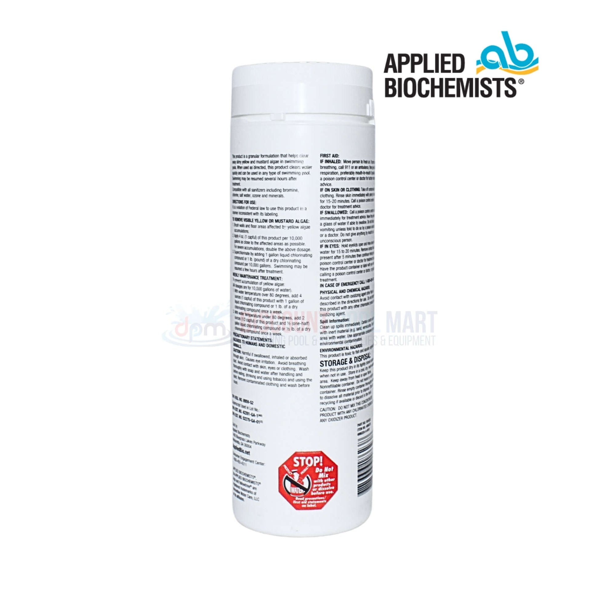 Applied Biochemists Yellowtrine 3lbs algaecide product for mustard algae removal at Discount Pool Mart DPM.