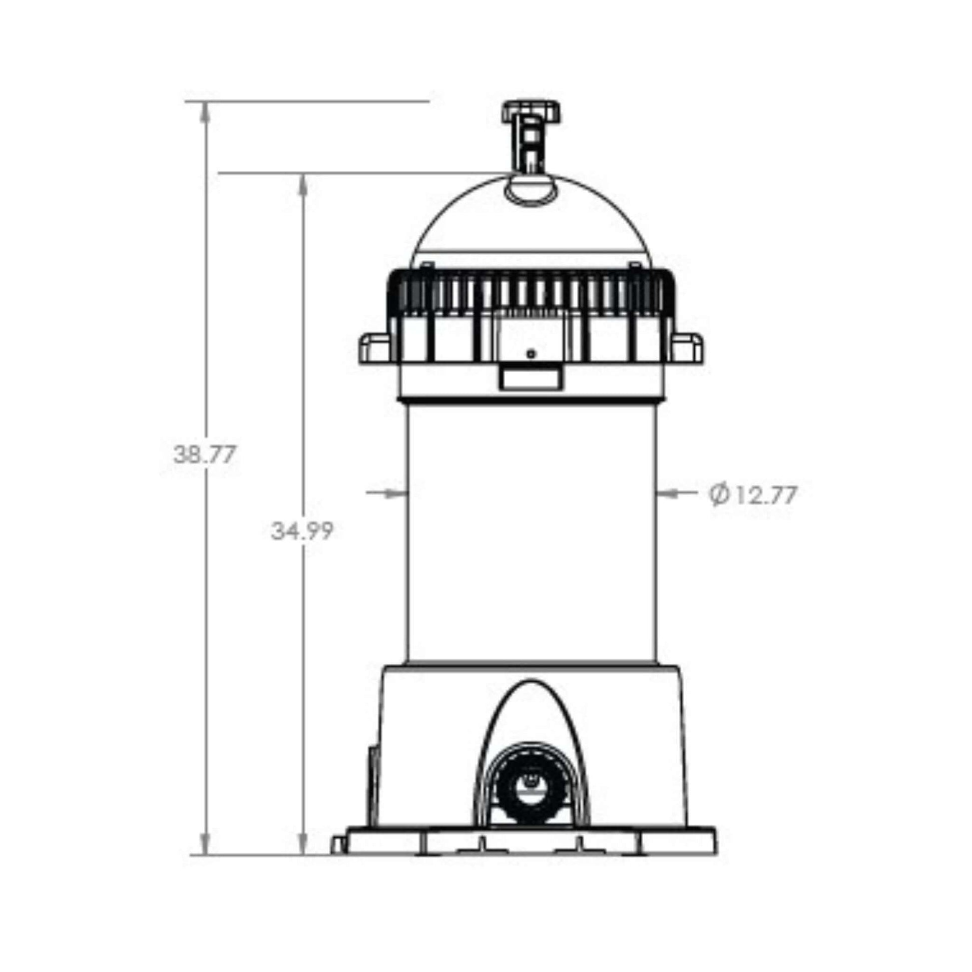 AquaStar Pool and Spa Pipeline Cartridge Filter dimensions diagram; 27,000 Gallon capacity, model PLF27000 from Discount Pool Mart.