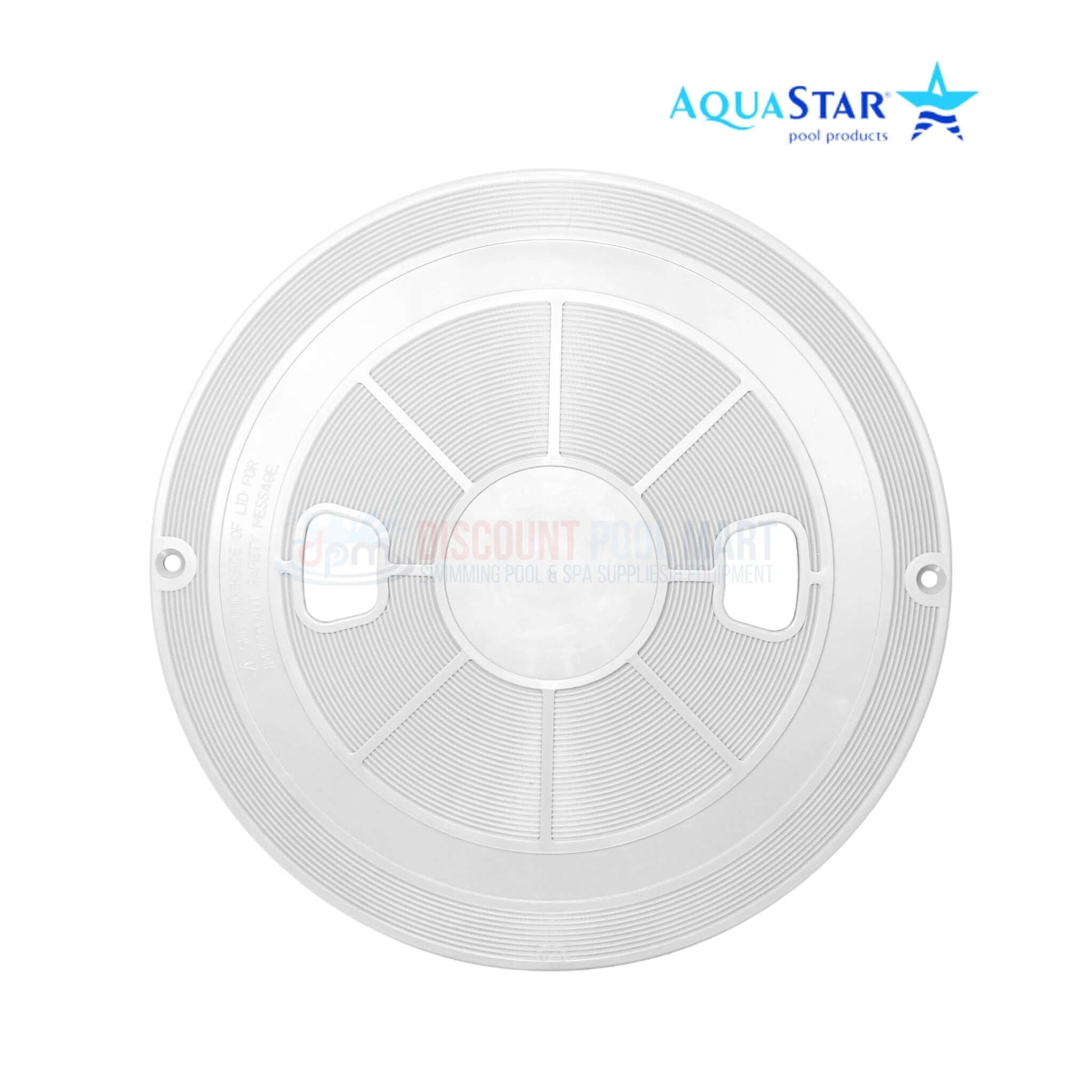AquaStar RT101 round skimmer lid in white, compatible with AquaStar and standard round skimmer collars. Discount Pool Mart DPM.