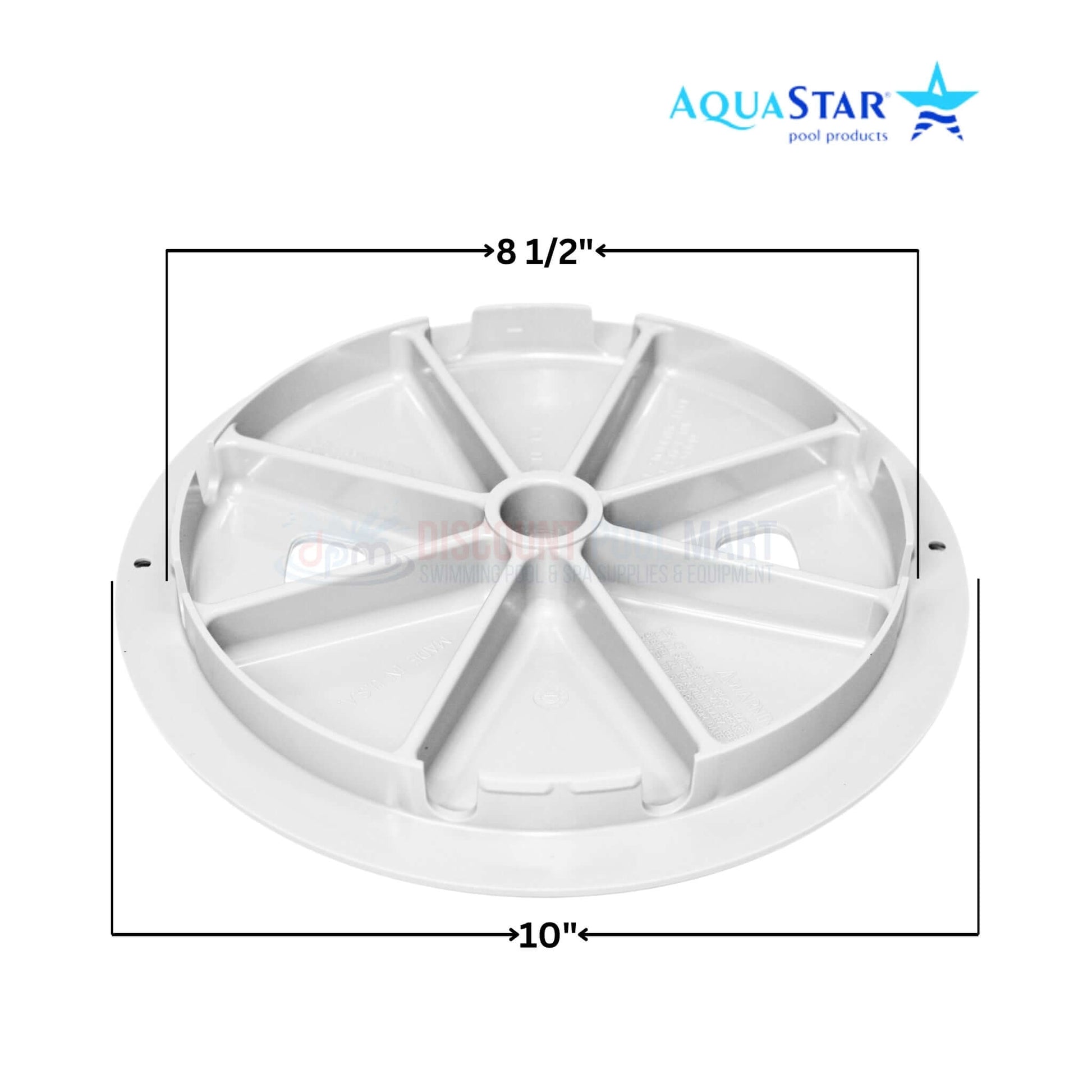 AquaStar Round Skimmer Lid RT101, White, 9.9" diameter, fits AquaStar and Sta-Rite/Pentair, available at Discount Pool Mart DPM.