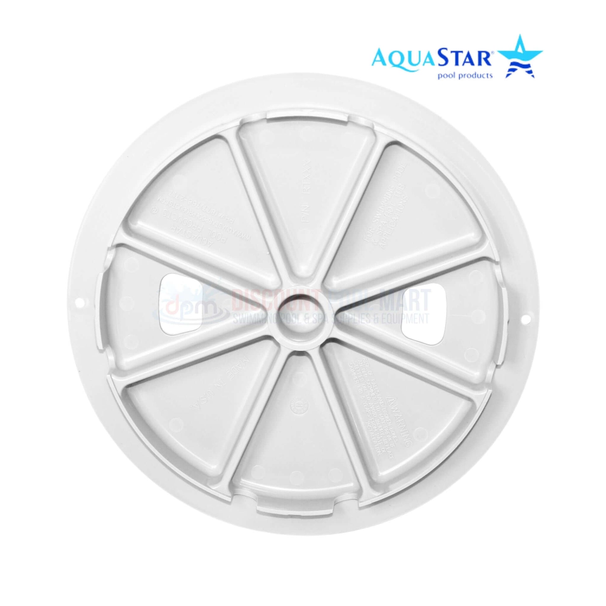 AquaStar Round Skimmer Lid RT101 in white, 9.9 inches, compatible with DPM Discount Pool Mart and standard skimmers.
