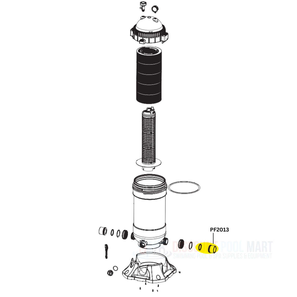 AquaStar PF2013 Union and Gasket Kit parts for PLF27000 and PLF35000 filters by Discount Pool Mart DPM.