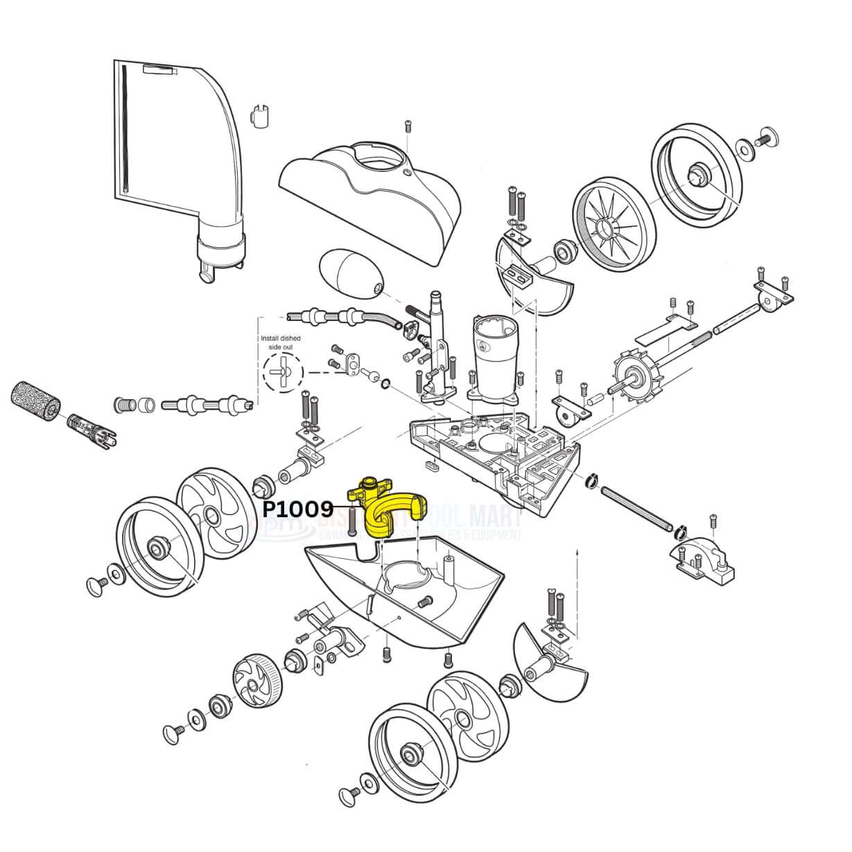 Aquastar Water Management System parts diagram for Polaris Vac-Sweep 280 Cleaner P1009 available at Discount Pool Mart DPM.