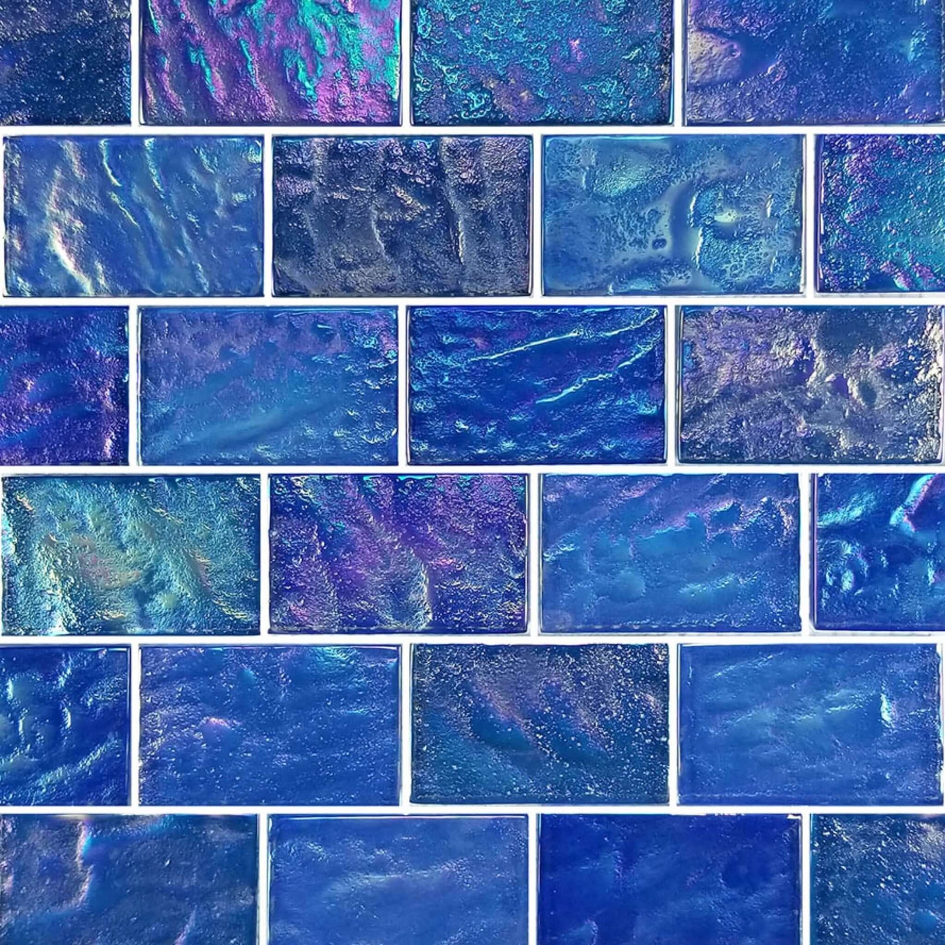 Artistry in Mosaics Ocean Series Glass Tiles in blue blend, 2" x 3", SKU GC64872B12 | Discount Pool Mart DPM