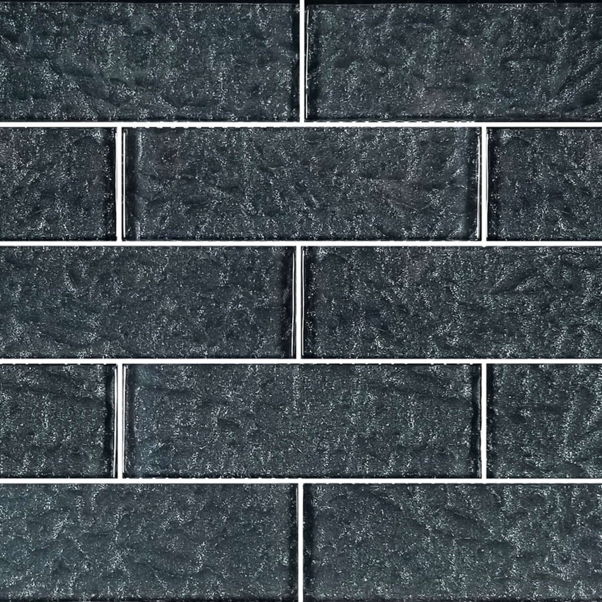 Artistry in Mosaics Black Glass Tiles Moonscape Series 2" x 6" - MS826K1 from Discount Pool Mart DPM.