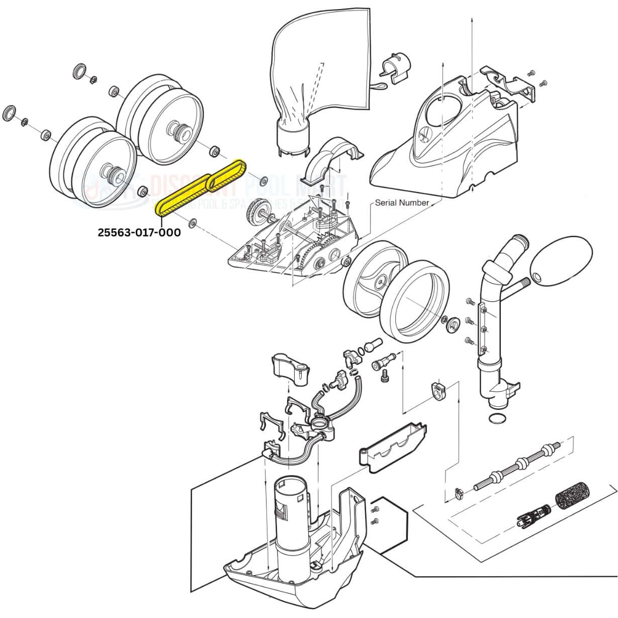 Exploded view diagram of CMP Belt Kit 9-100-1017 for Polaris 360 and 380, available at Discount Pool Mart DPM.