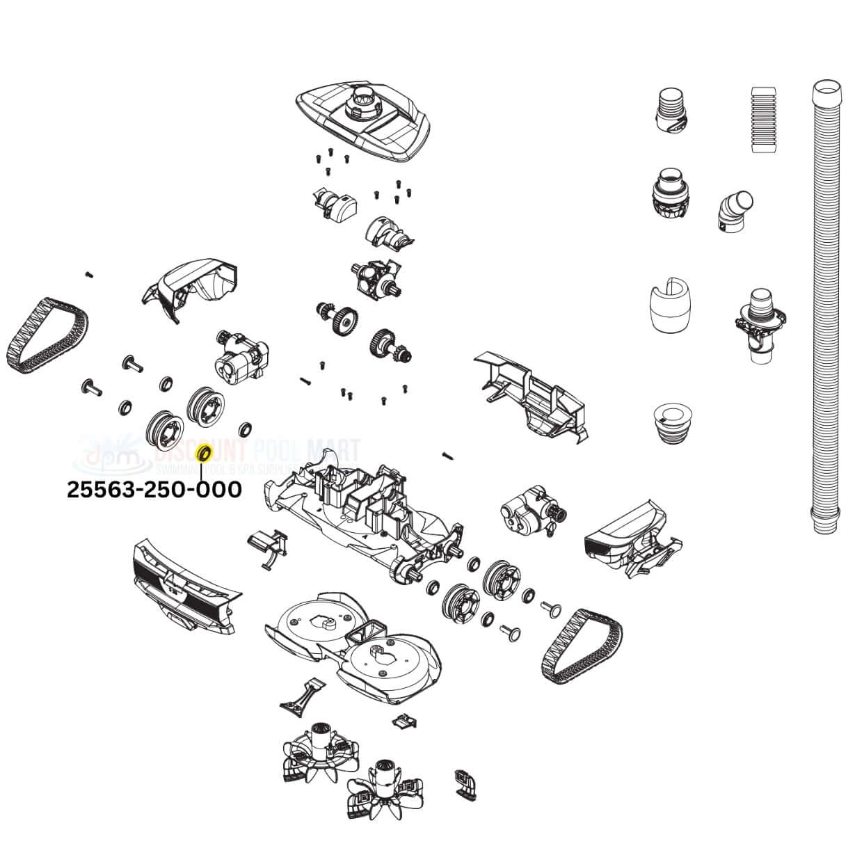 CMP Wheel Ball Bearings 25563-250-000 diagram for Polaris cleaners from Discount Pool Mart DPM.