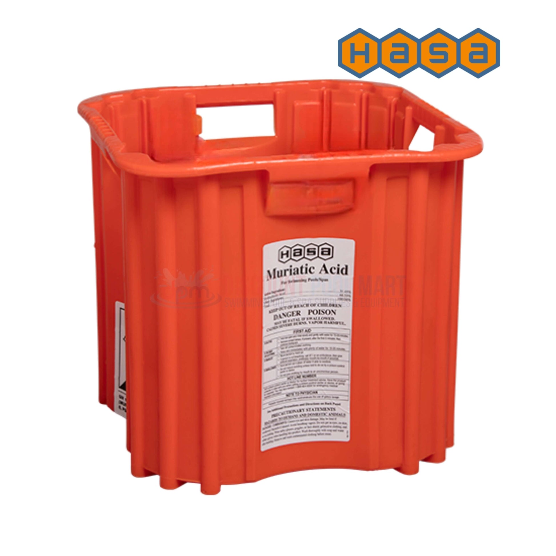 HASA Muriatic Acid container, 31.45%, refillable, Discount Pool Mart DPM, SKU: HASA-31.45