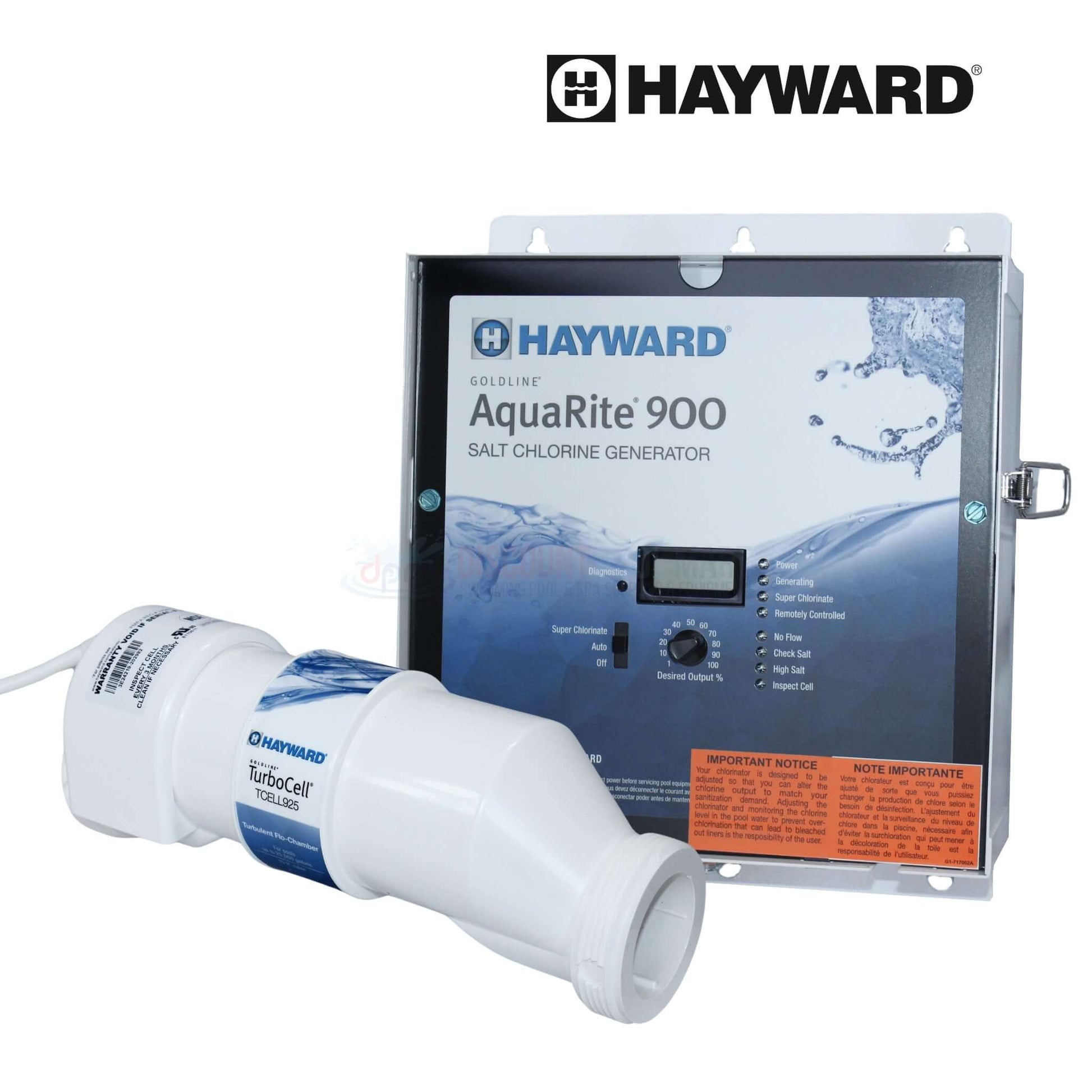 Hayward AquaRite 900 Salt Chlorine Generator for pools up to 25,000 gallons, sku AQR925, from Discount Pool Mart DPM.