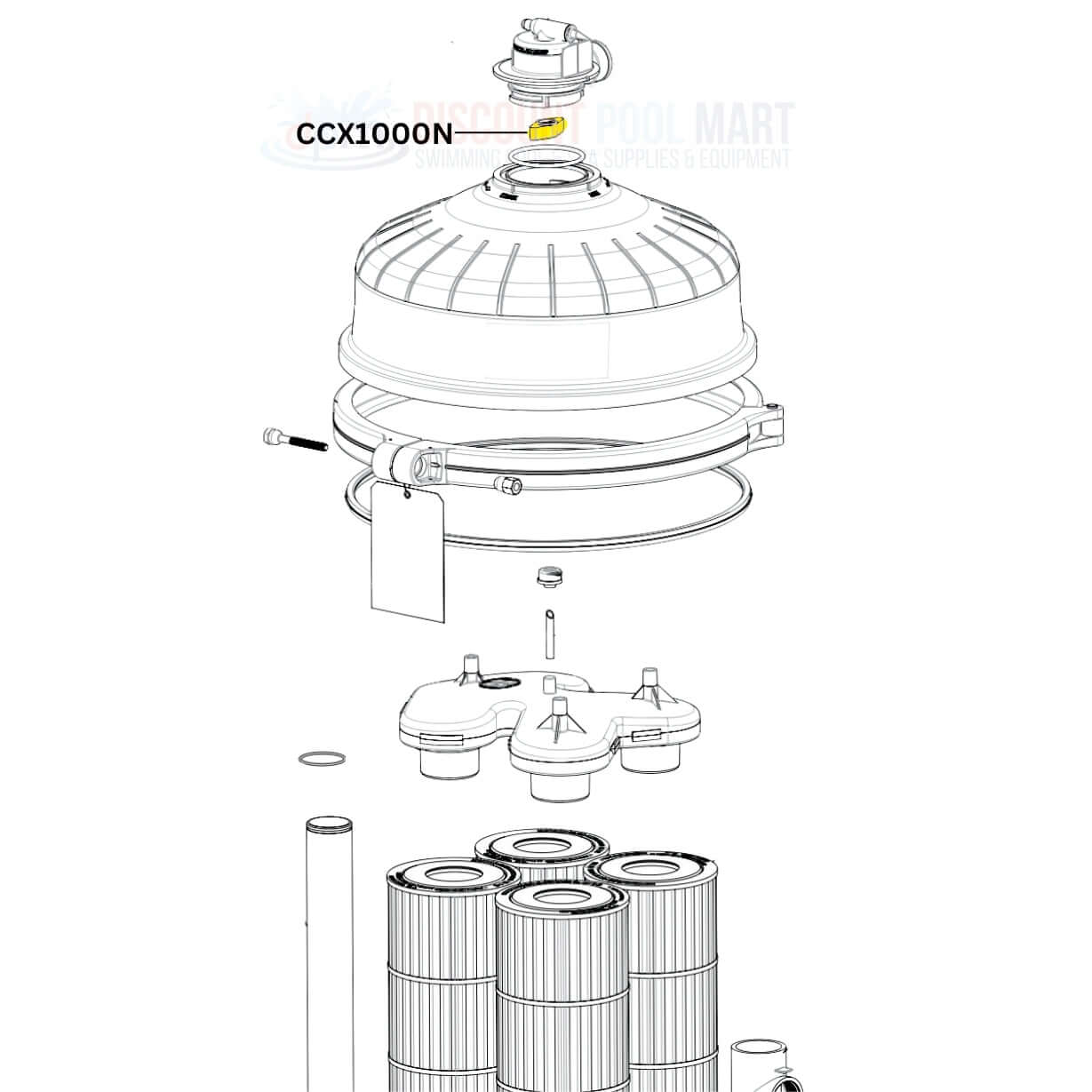 Hayward CCX1000N adapter nut for filter air relief valve, ideal for maintenance from Discount Pool Mart DPM.