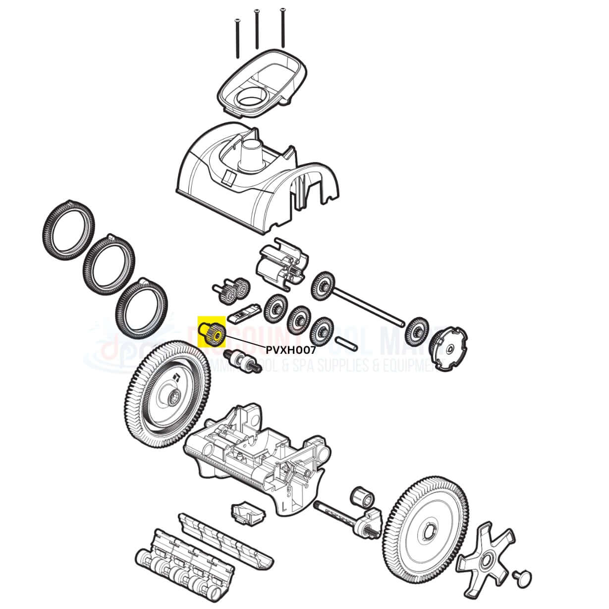 Hayward AquaNaut PVXH007 large drive gear replacement parts diagram from Discount Pool Mart DPM.