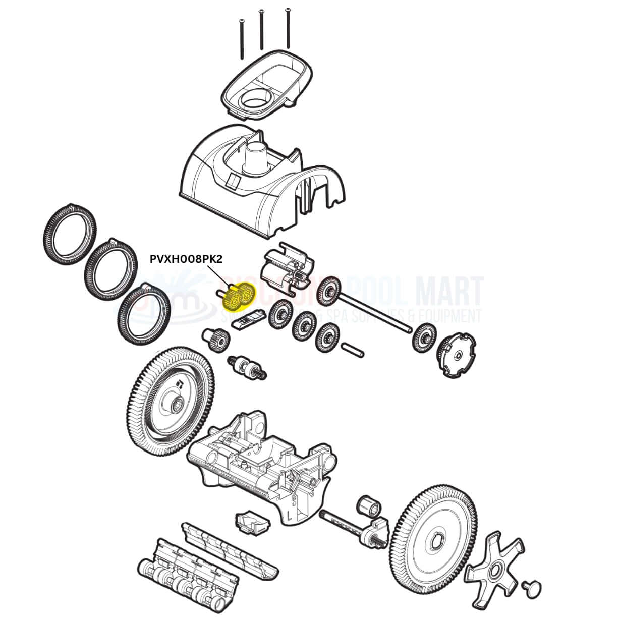 Diagram of Hayward AquaNaut PVXH008PK2 Small Gear Drive parts | Discount Pool Mart DPM | OEM replacement gear system