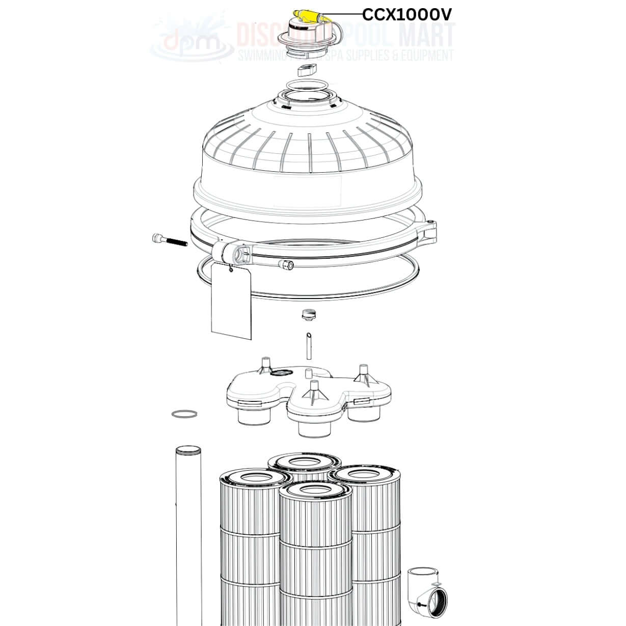 Hayward CCX1000V Manual Air Relief Valve assembly diagram for pool filters at Discount Pool Mart DPM.
