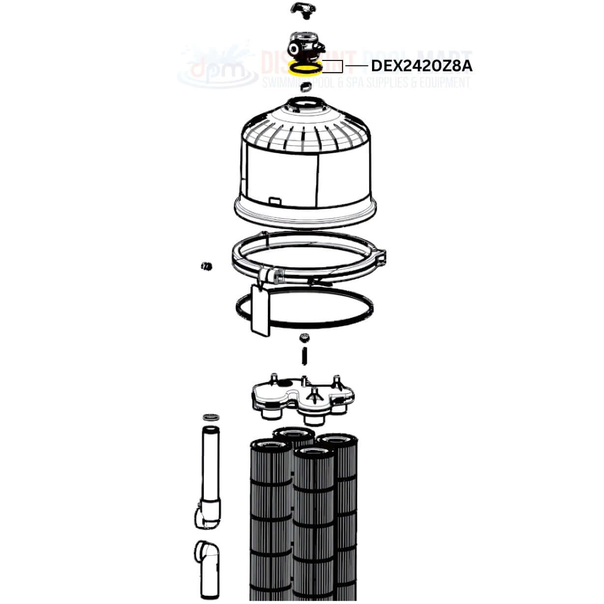 Hayward O-Ring Kit DEX2420Z8A exploded view for filter manual air relief valve from Discount Pool Mart DPM.