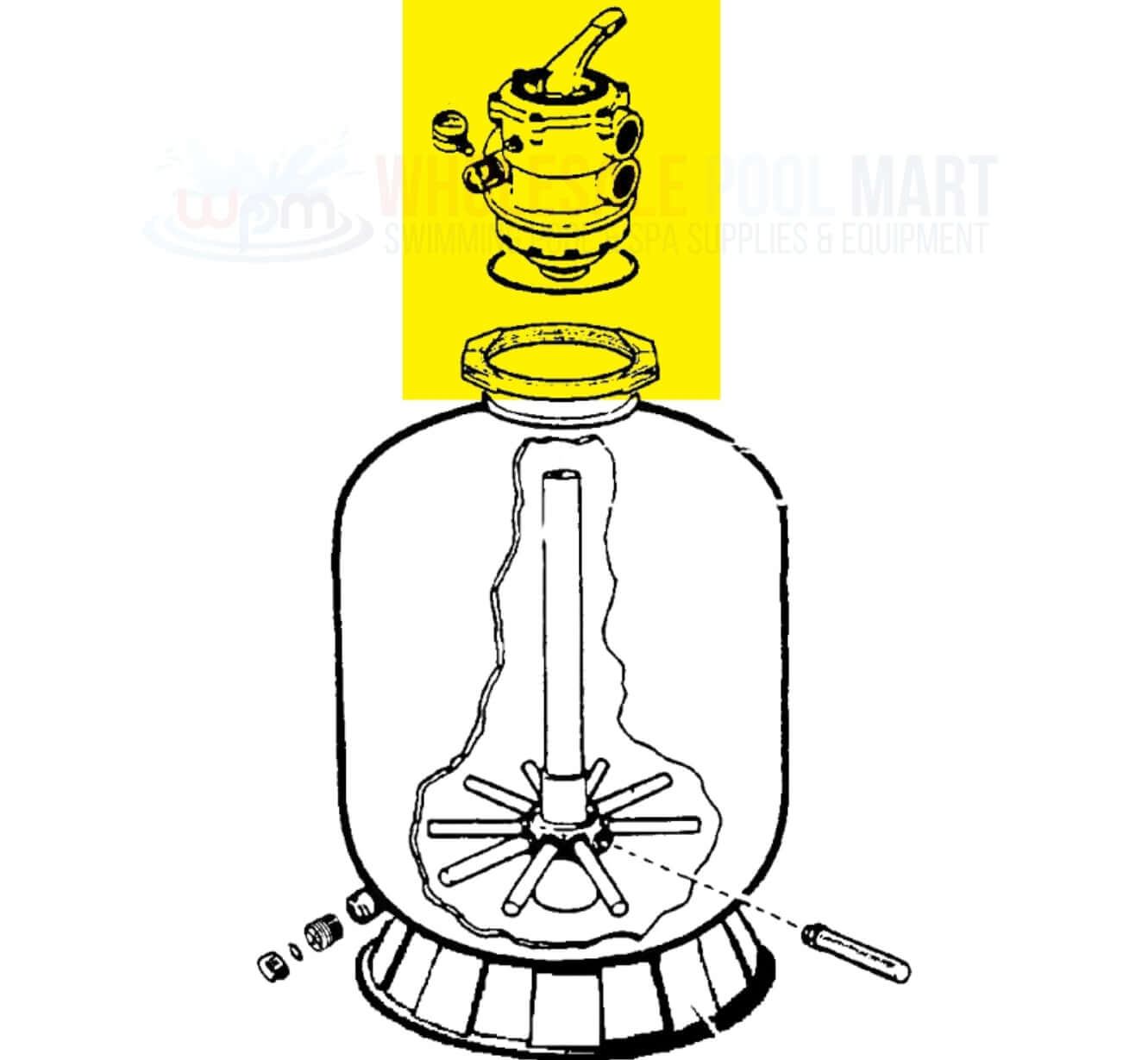Hayward Top Mount Vari-Flo Multiport Valve SP071620T with Clamp and diagram at Discount Pool Mart DPM.