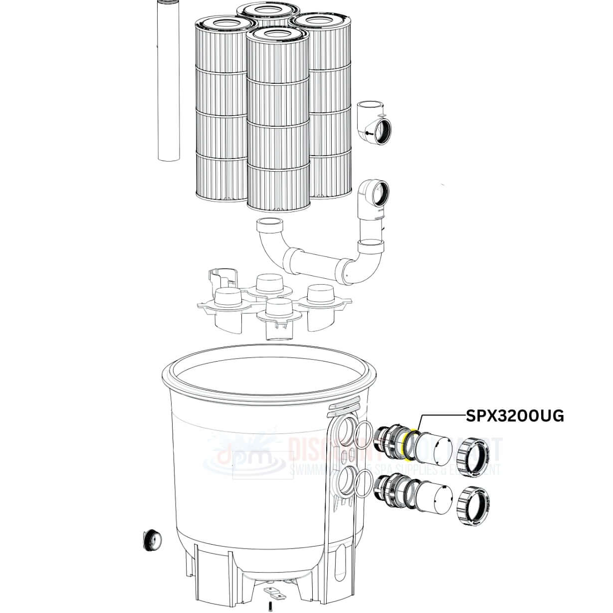 Hayward Union Gasket SPX3200UG assembly diagram for pumps and filters | Discount Pool Mart DPM