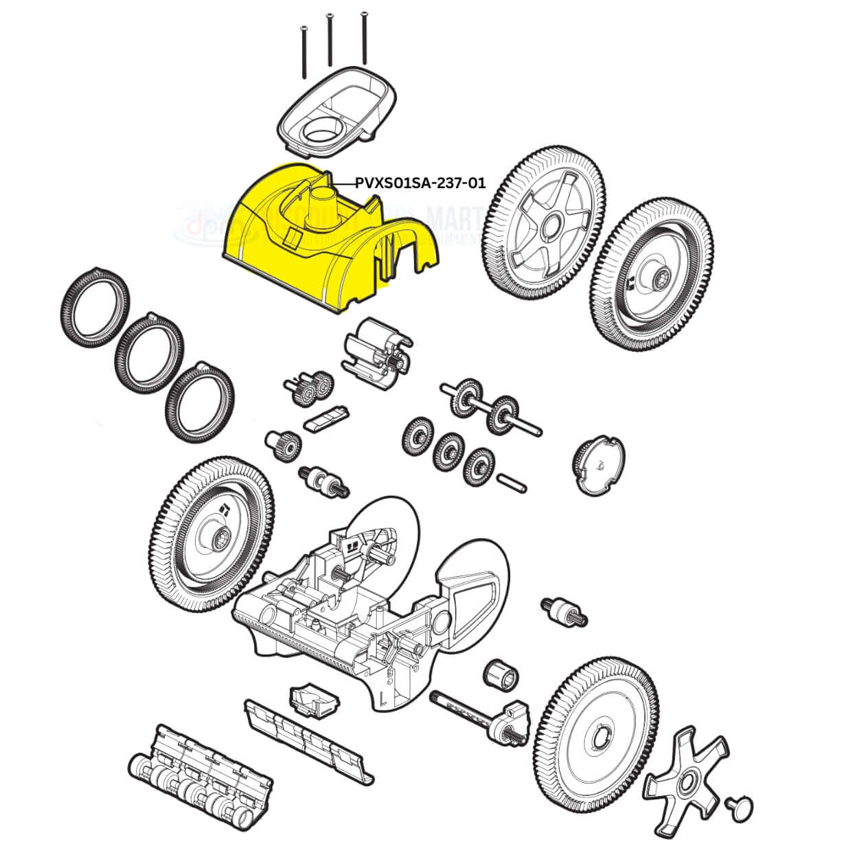 Hayward Upper Body Assembly PVXS01SA-237-01 for Aquanaut cleaners, available at Discount Pool Mart DPM.