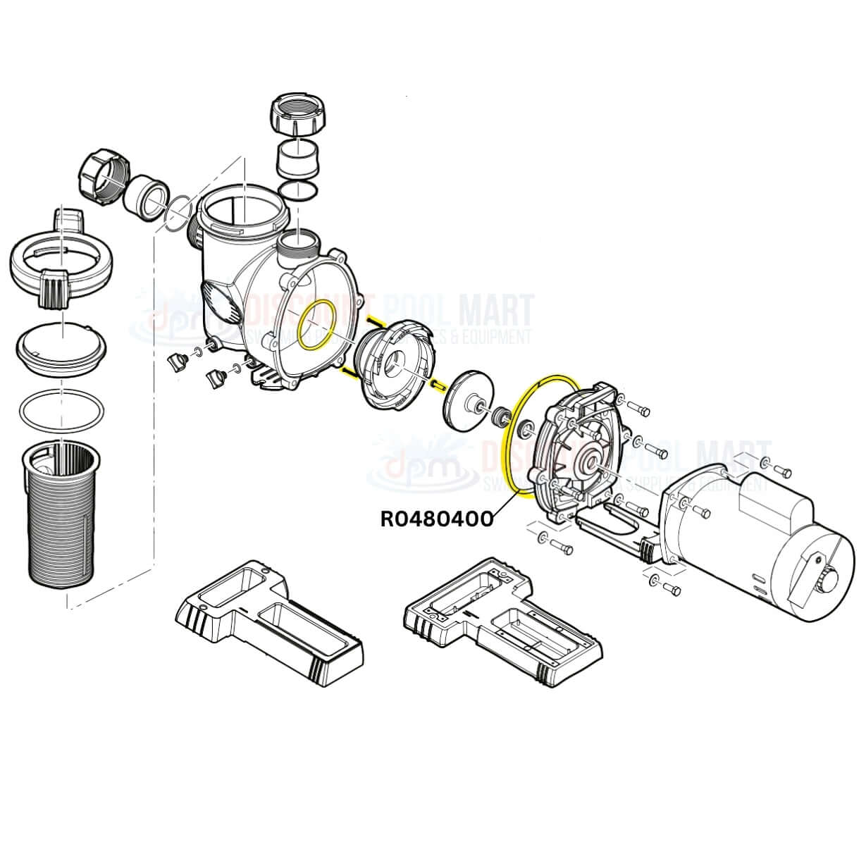 Jandy Diffuser and Impeller Hardware Kit diagram for FloPro Pumps R0480400 by Discount Pool Mart DPM