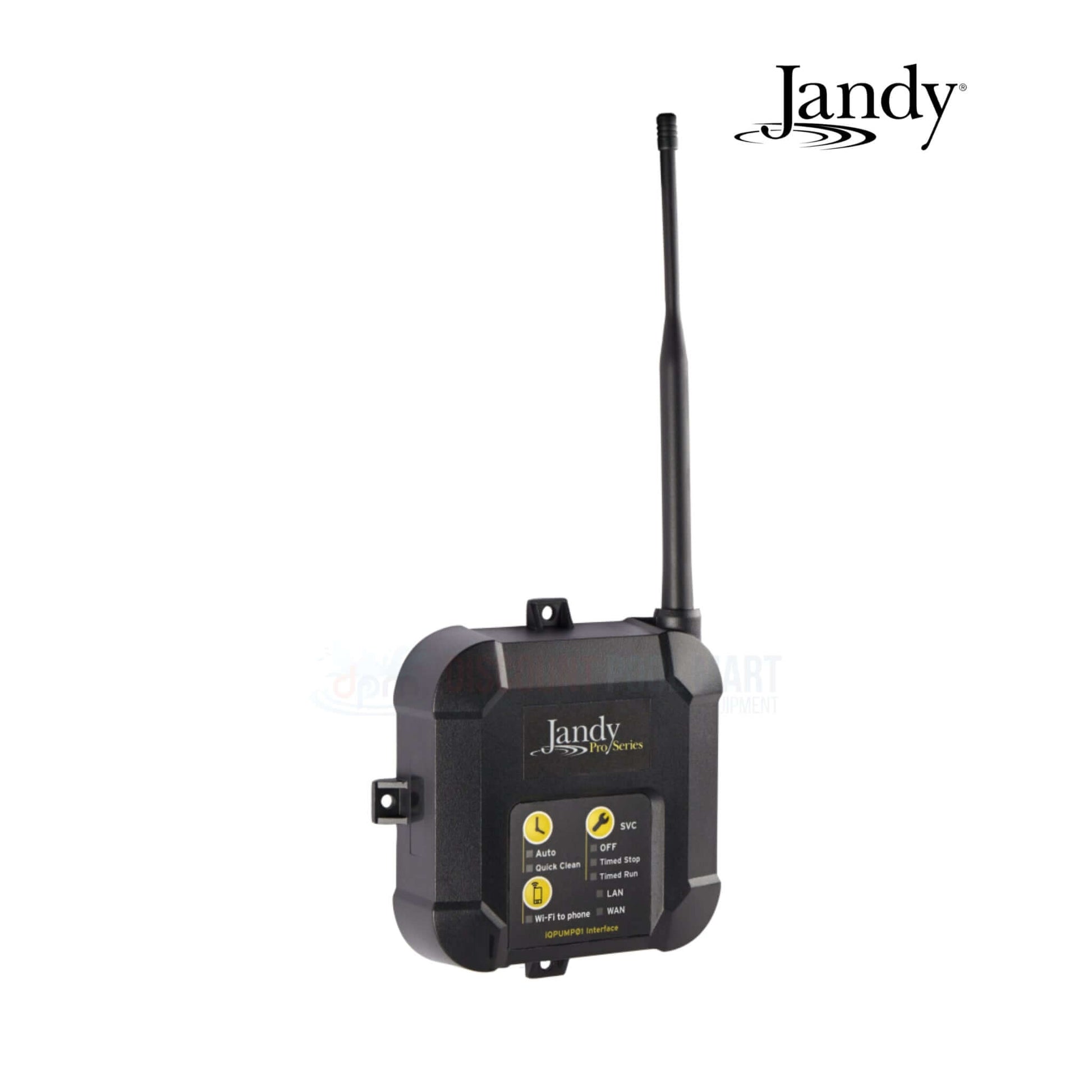 Jandy IQPUMP01 Pool Pump Automation System Wi-Fi controller in black, with antenna, for smart pool control. Available at Discount Pool Mart.