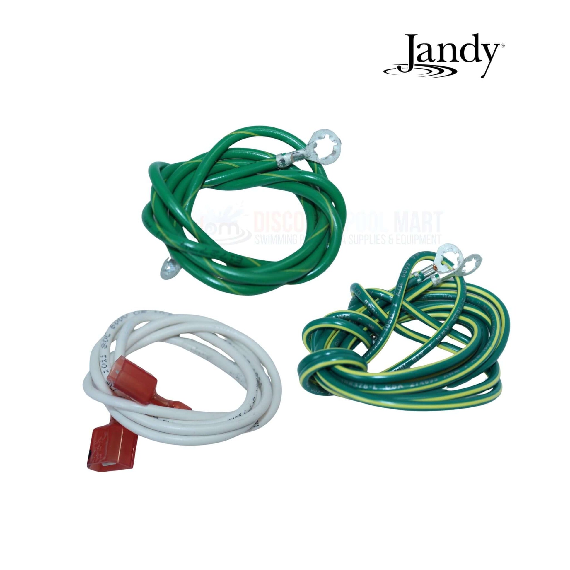 Jandy R0988900 wiring harness kit with green and white wires for JXiQ heaters, available at Discount Pool Mart, DPM, pool supplies.