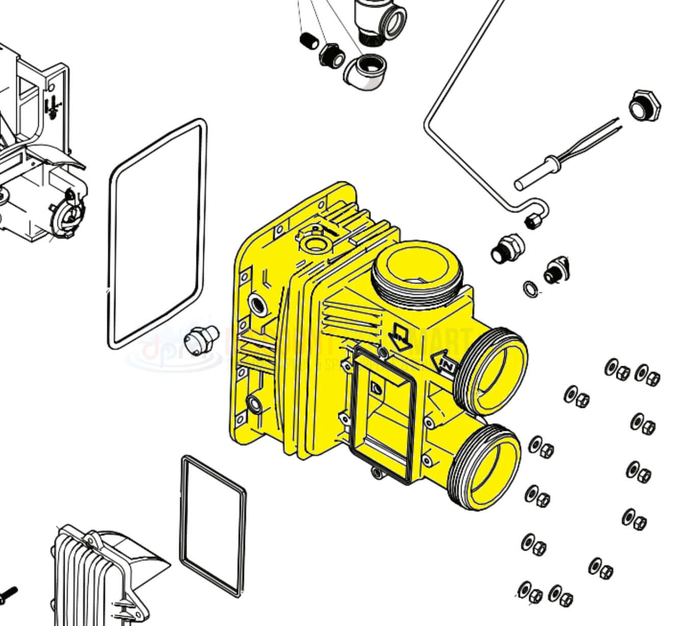 Jandy JXi Pro Series 3-Port Manifold parts diagram, compatible replacement part from Discount Pool Mart DPM.