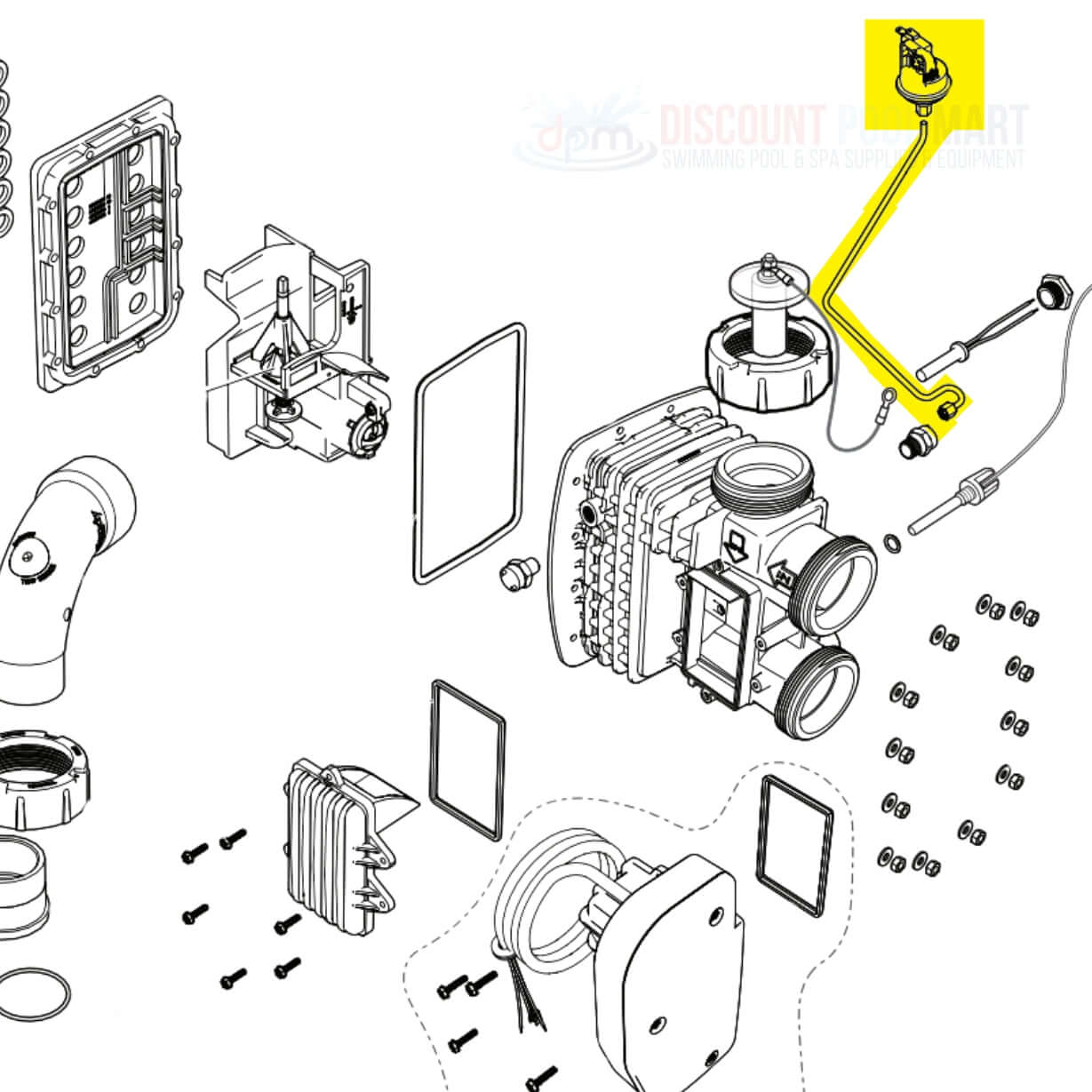 Exploded view diagram of Jandy pressure switch R0457001 for JXI heaters at Discount Pool Mart. Durable, reliable part.