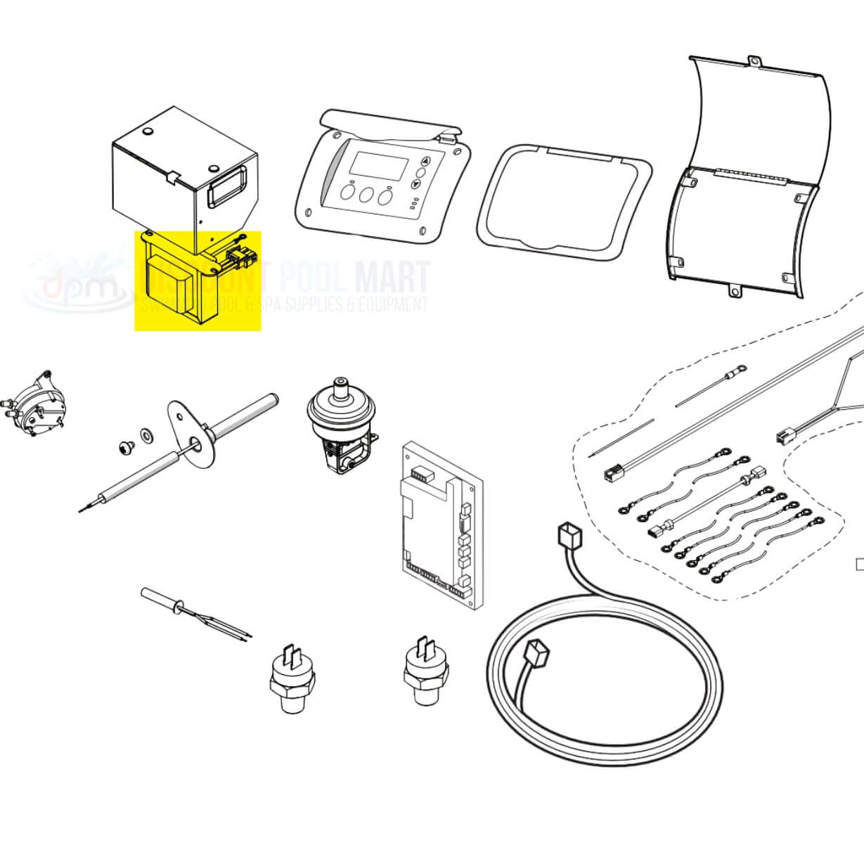 Jandy Transformer R0456301 parts diagram for JXI Heaters by Discount Pool Mart DPM, showcasing key components.