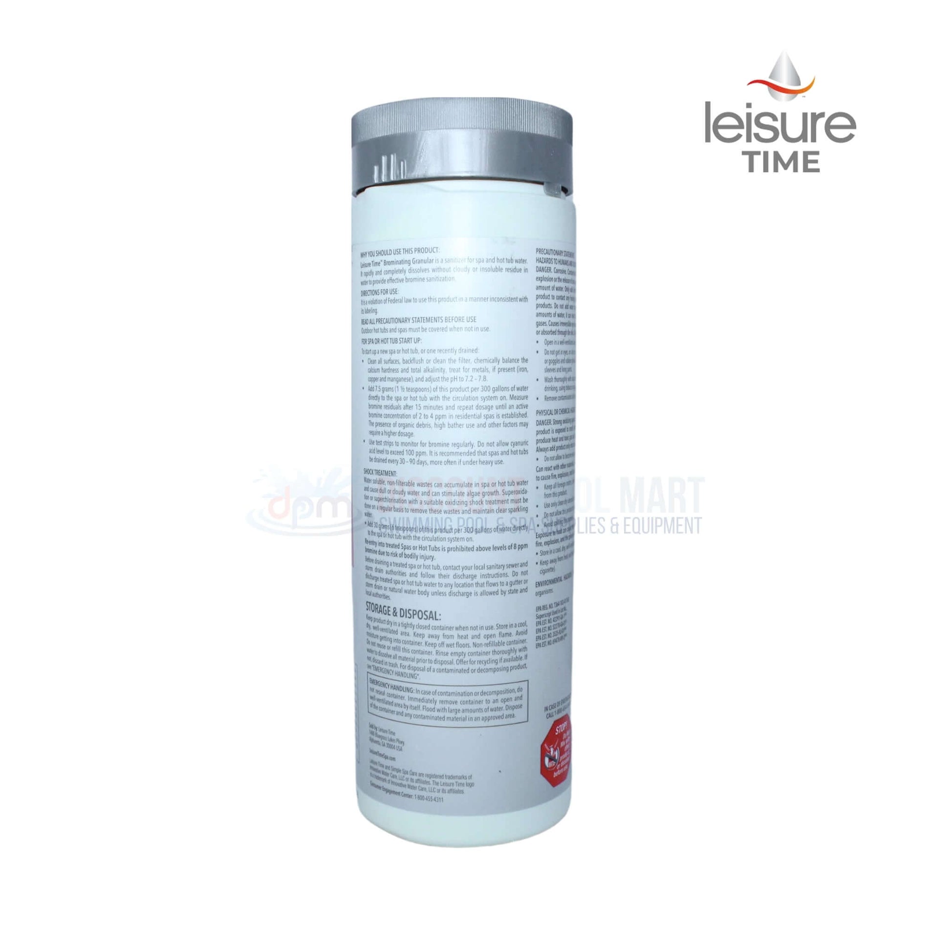 Leisure Time Brominating Granular 2lb from Discount Pool Mart DPM, effective sanitizer for spa and hot tub water.