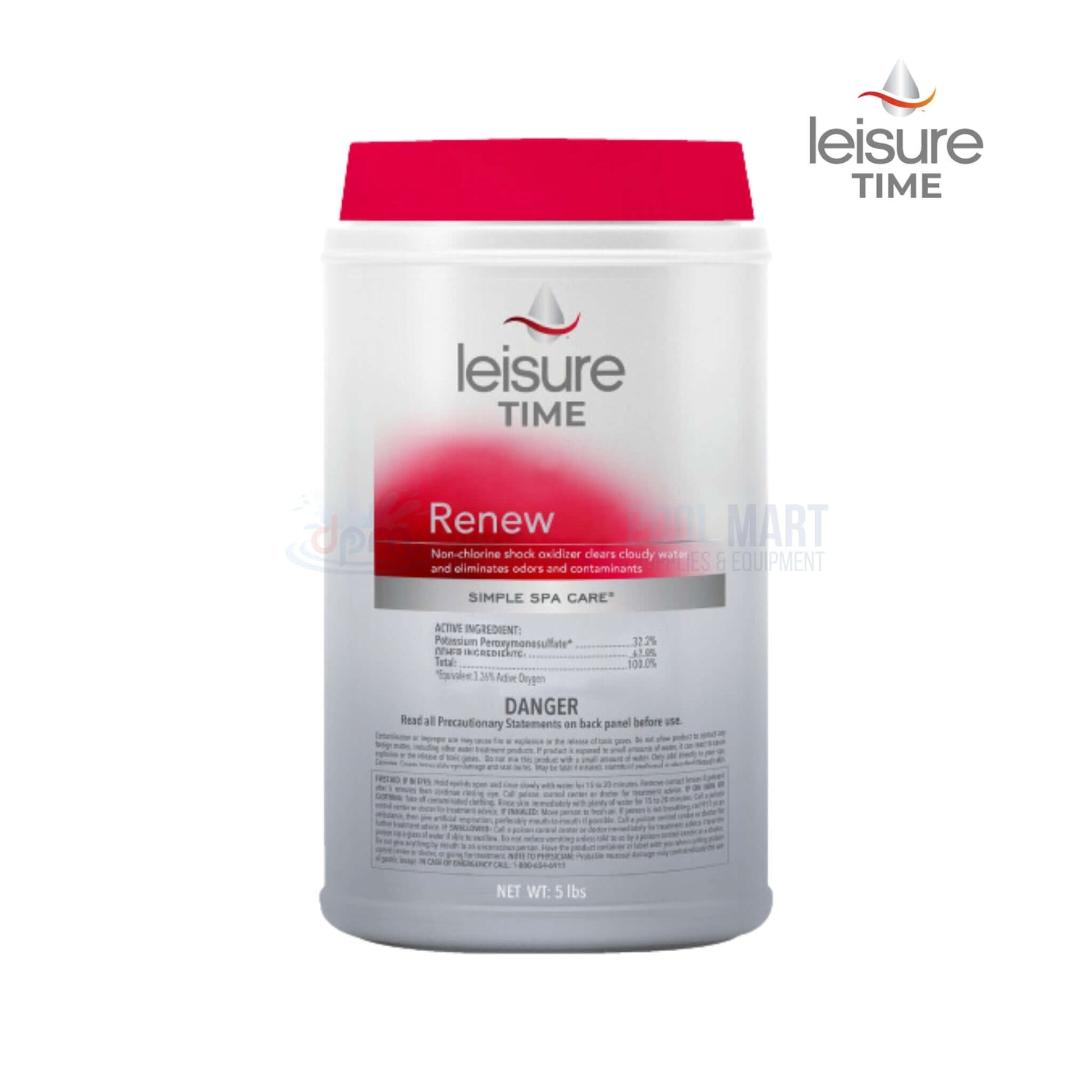 Leisure Time Renew 5 lbs non-chlorine shock oxidizer for spas, available at Discount Pool Mart DPM.