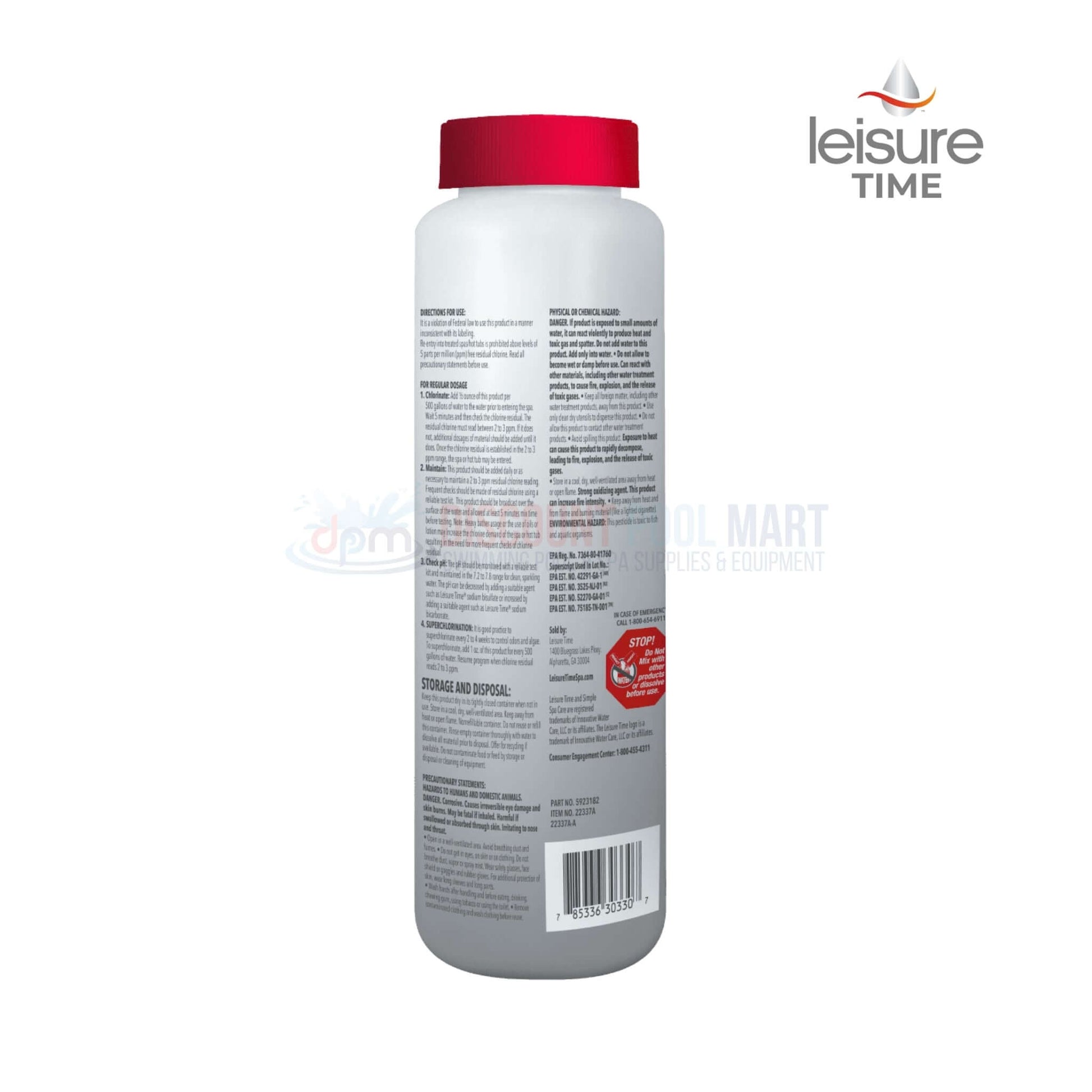 Leisure Time Spa 56 Chlorinating Granules for hot tubs, 2 lbs. from Discount Pool Mart DPM for effective spa sanitation.