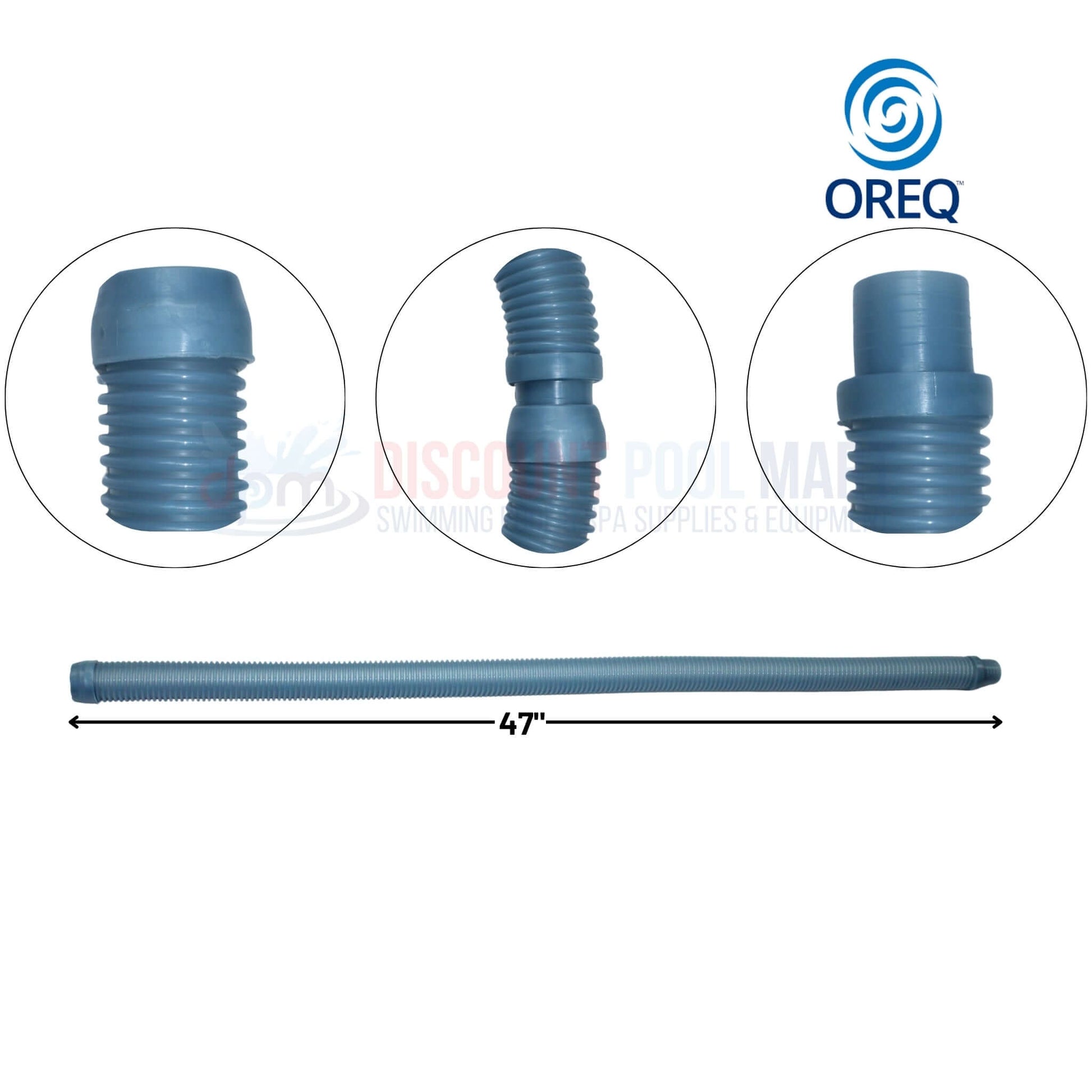 OREQ sectional connector hose for pool cleaner vacuum, 4 ft, blue, available at Discount Pool Mart DPM.