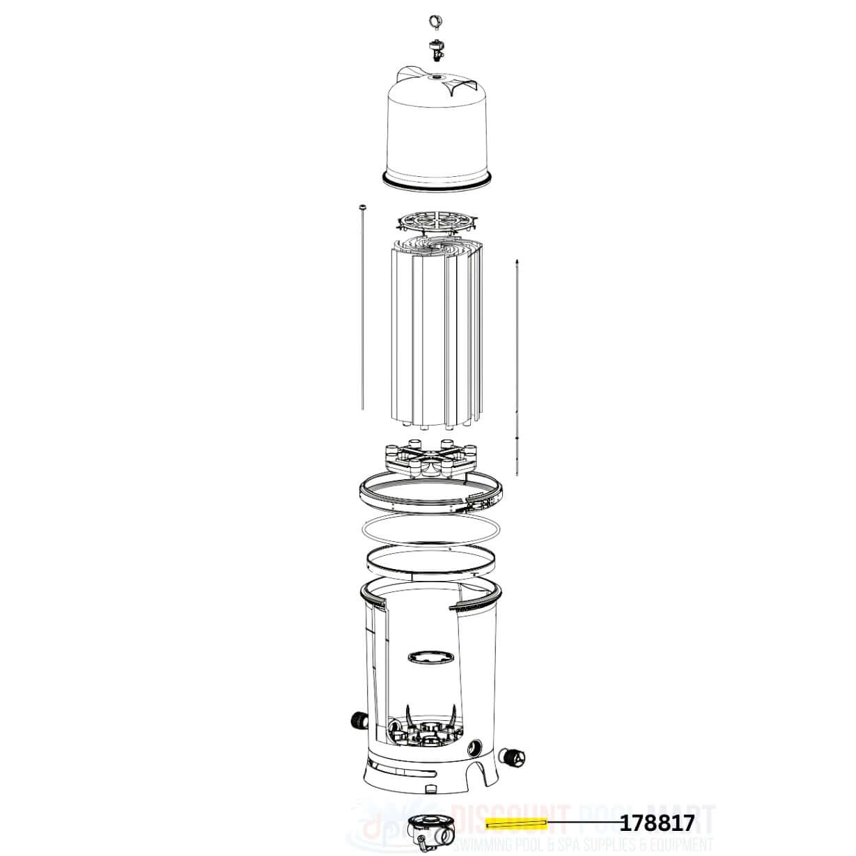 Pentair Backwash Valve Handle 178817 parts diagram for FullFloXF Filters | Discount Pool Mart DPM