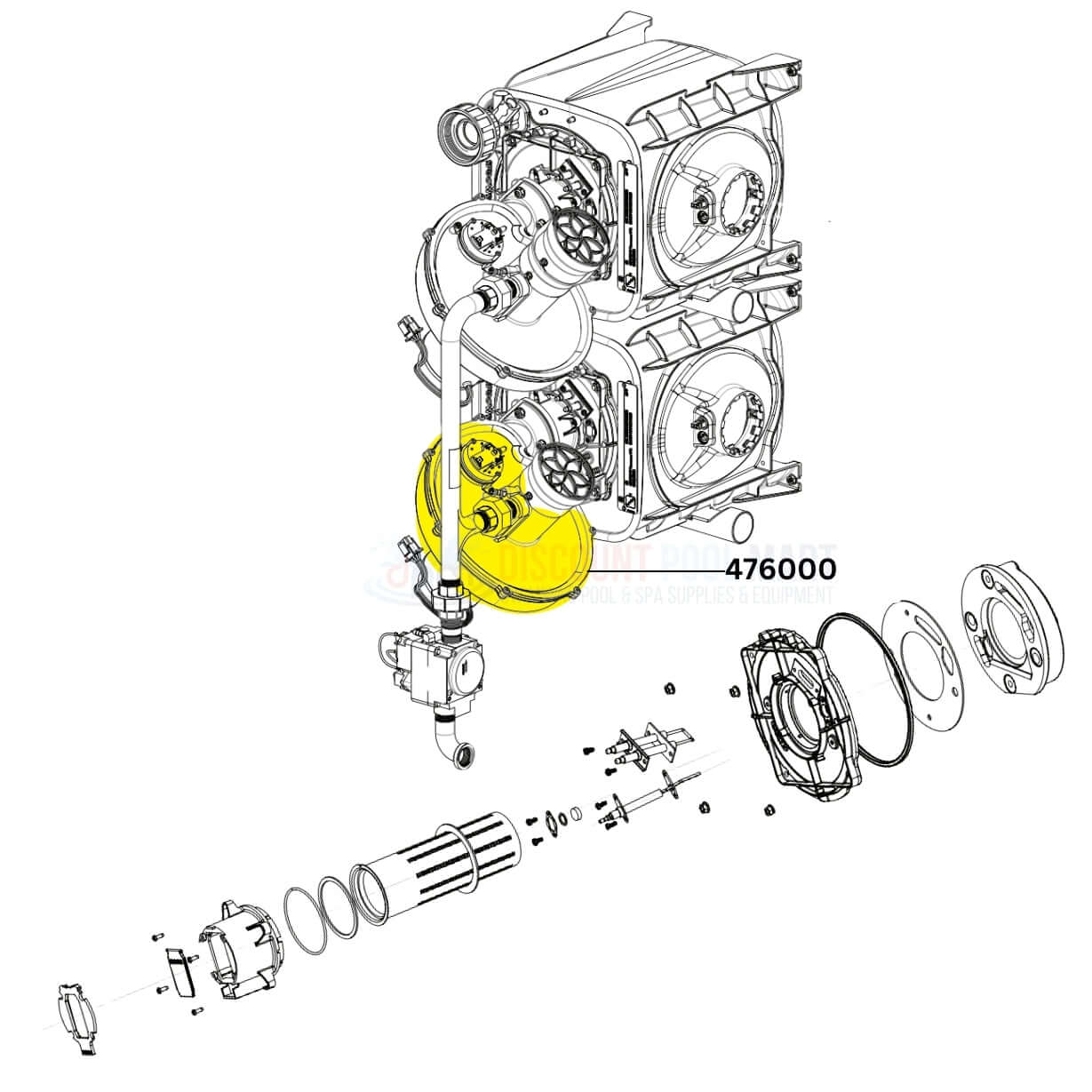 Pentair Blower diagram for ETI 400 Heaters 476000. Discount Pool Mart DPM essential component for pool heating.
