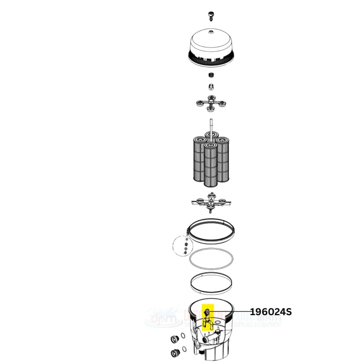 Pentair Diverter Assembly Retro Kit 196024S parts diagram, enhancing filtration efficiency at Discount Pool Mart DPM.