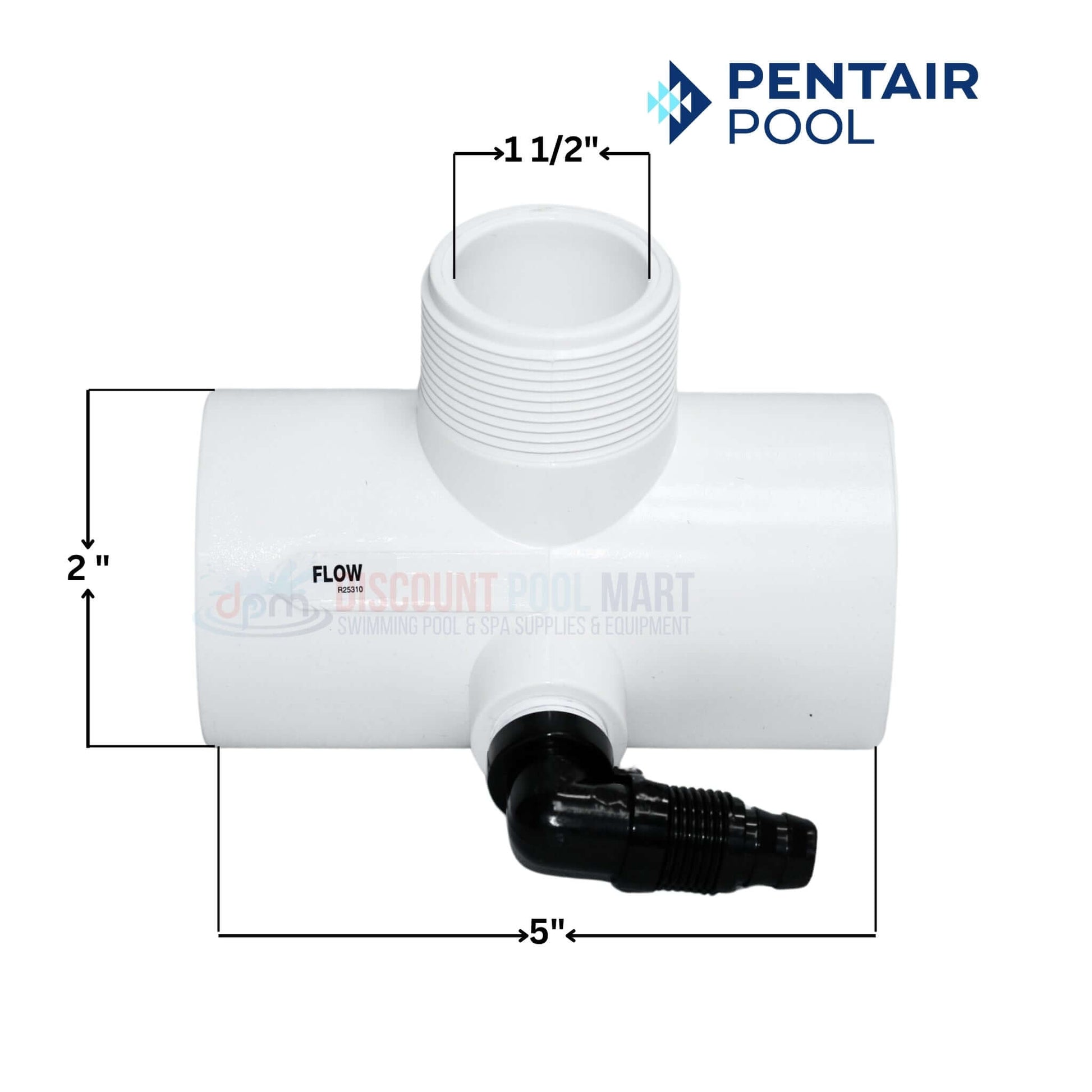 Pentair Diverter Tee R172317 for Chemical Feeders, 1.5" NPT x 2" Slip, from Discount Pool Mart DPM.