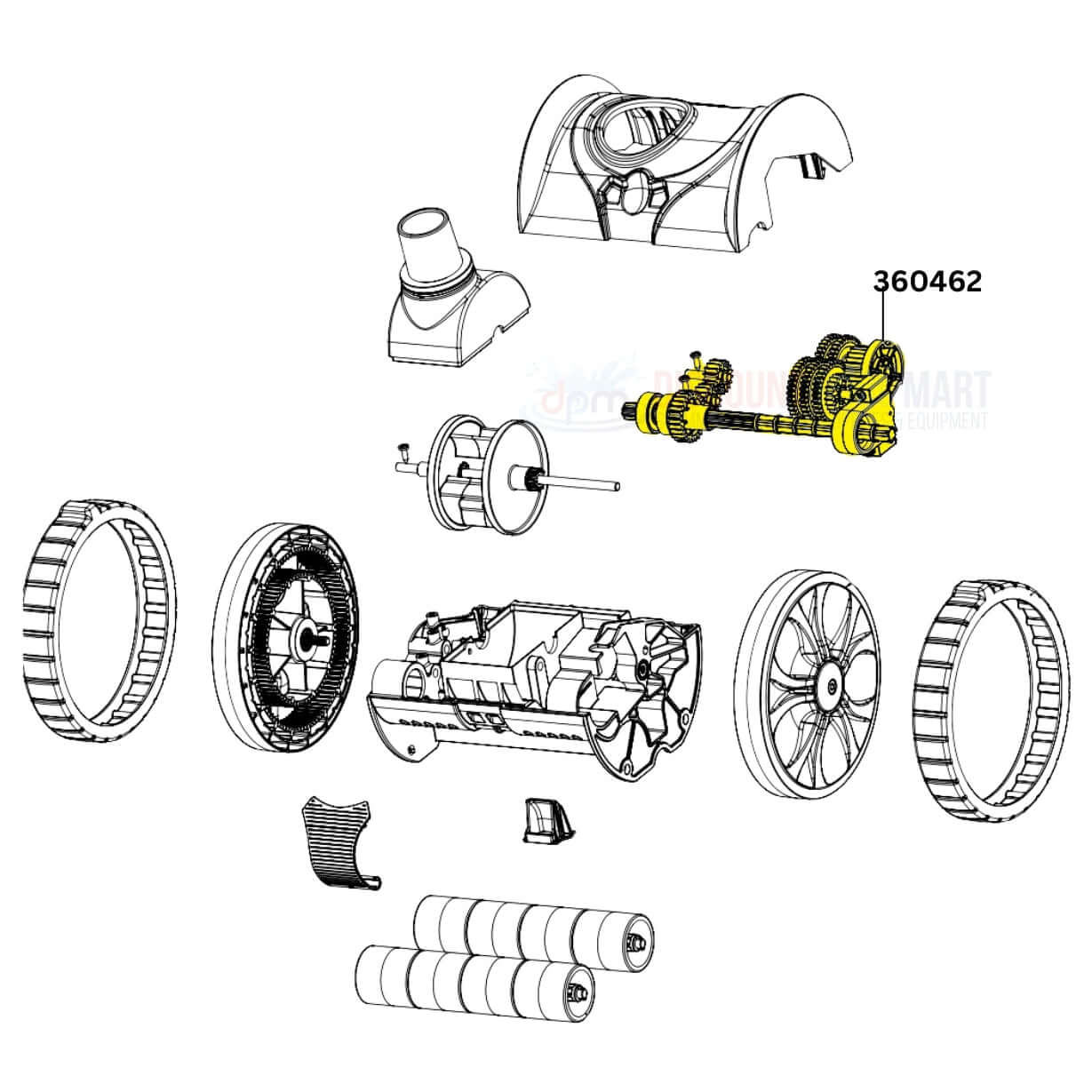 Pentair Drivetrain Kit 360462 parts for Lil Rebel Cleaners at Discount Pool Mart DPM, ensuring smooth operation.