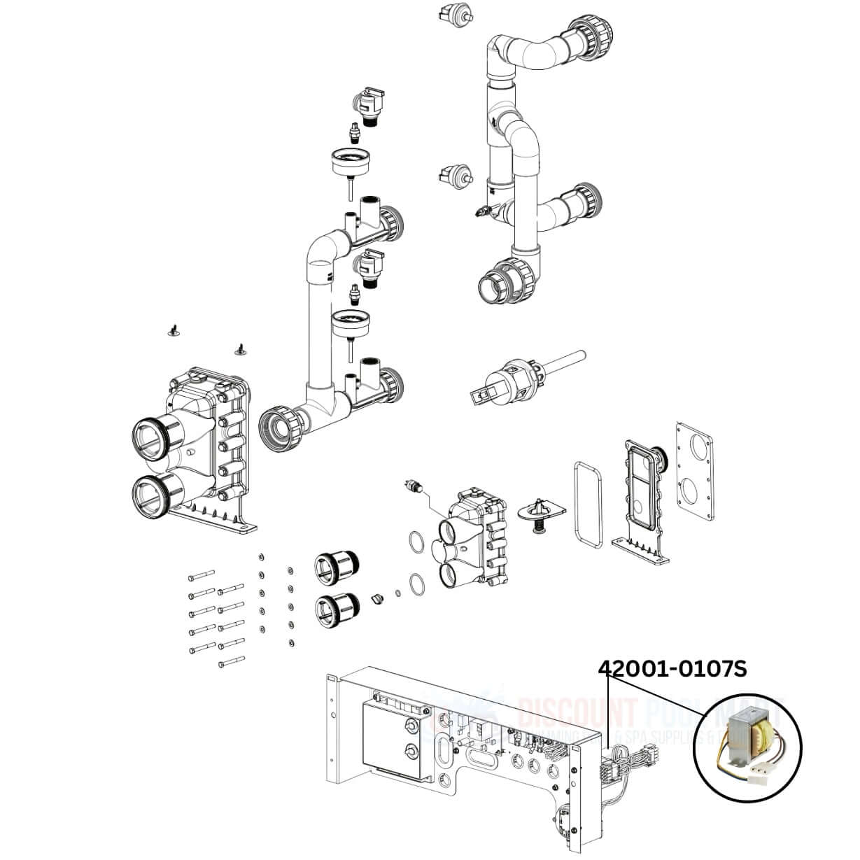 Pentair Dual Voltage Transformer Kit parts diagram for Max-E-Therm and MasterTemp heaters | Discount Pool Mart DPM | 42001-0107S