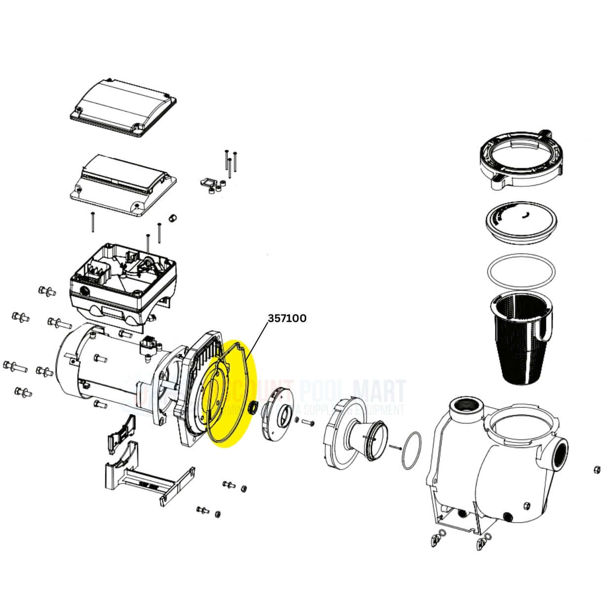 Pentair Seal Plate Gasket 357100 diagram for Whisperflo and Intelliflo pump by Discount Pool Mart DPM.