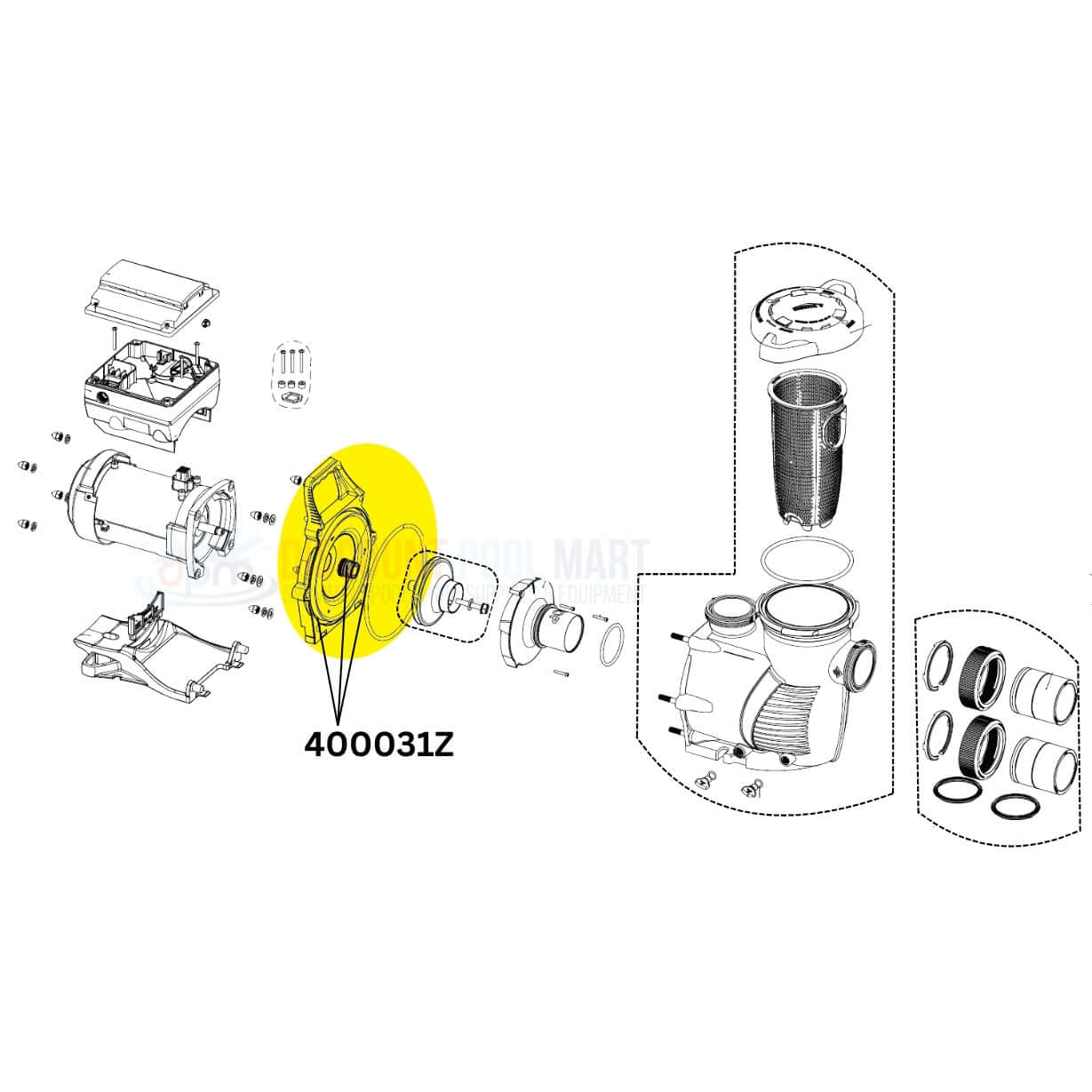 Pentair Seal Plate 400031Z illustration for WhisperFloXF and IntelliFloXF pumps at Discount Pool Mart DPM.