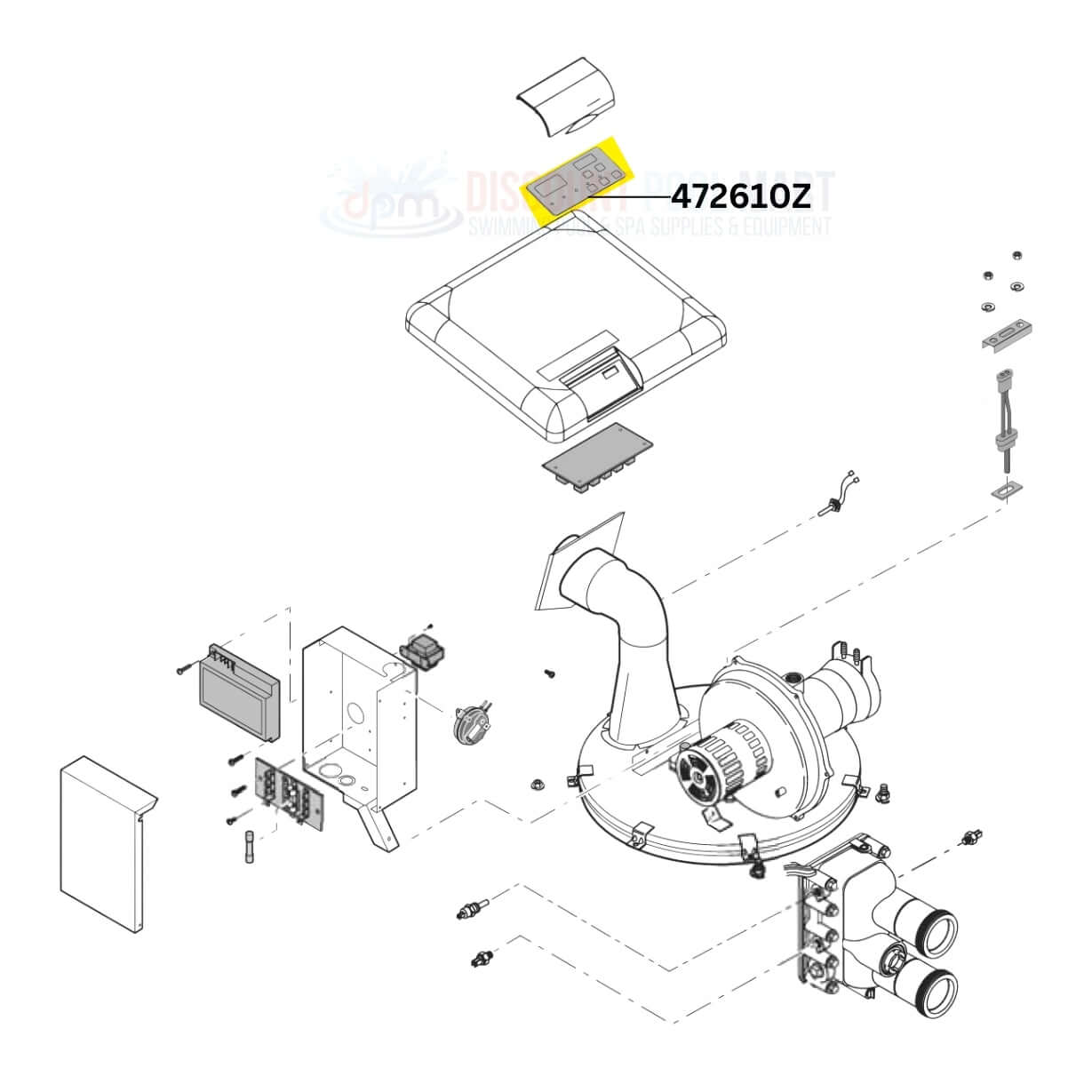Pentair Switch Membrane Pad 472610Z schematic for MasterTemp and Max-E-Therm Heater from Discount Pool Mart DPM.