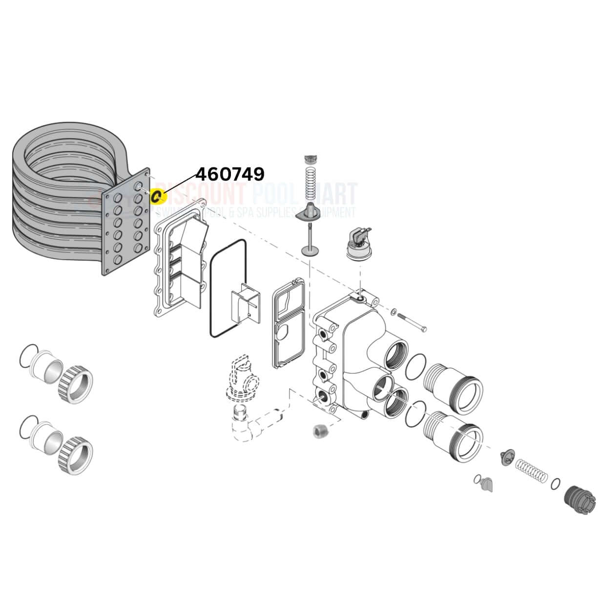 Pentair 460749 Tube Sheet Coil Sealing O-Ring Kit parts diagram for MasterTemp 250 heaters | Discount Pool Mart DPM