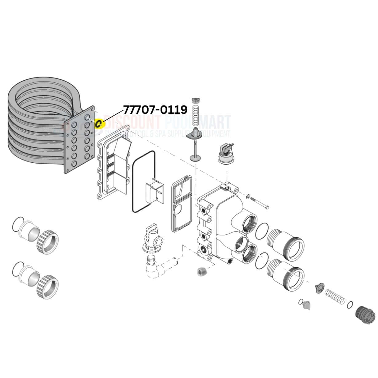 Pentair 77707-0119 Tube Sheet O-Ring Kit Diagram for MasterTemp, Max-E-Therm | Discount Pool Mart DPM