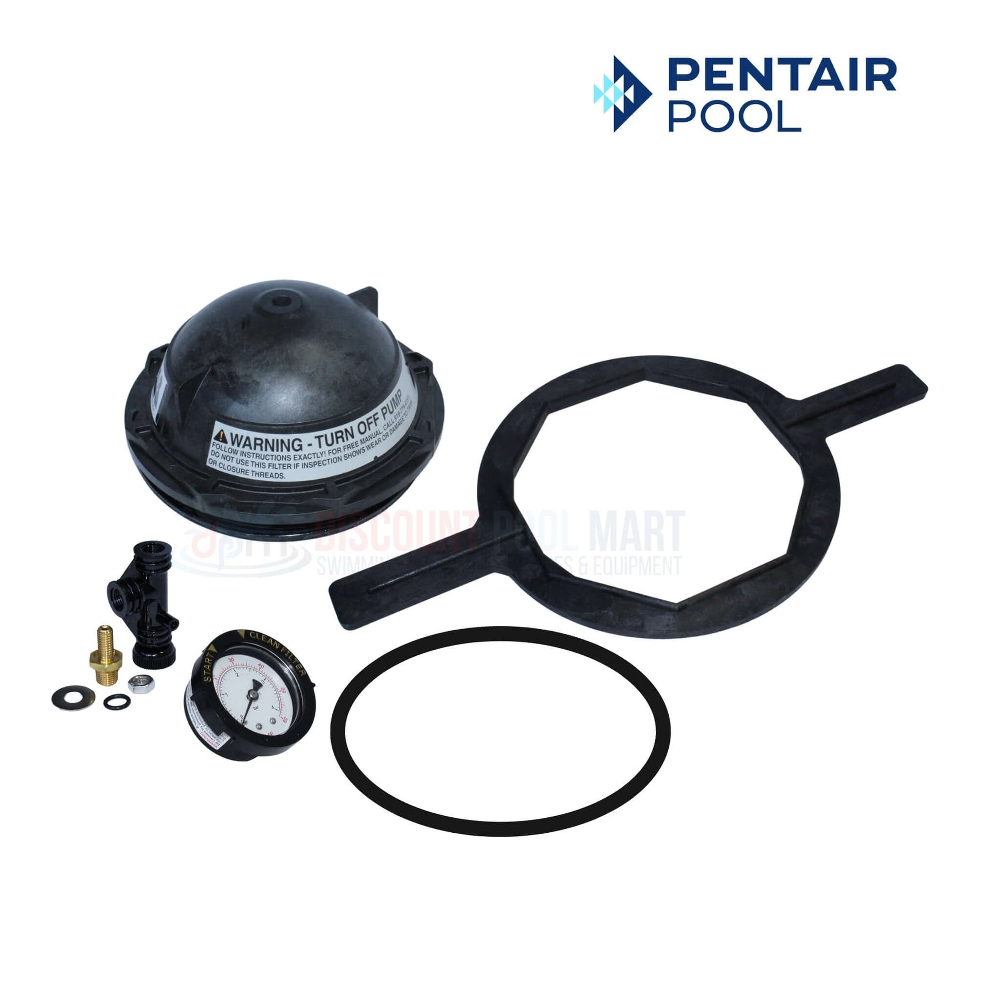Pentair Black Buttress Threaded Closure Kit 154641 with gauge for Triton Filters at Discount Pool Mart DPM.