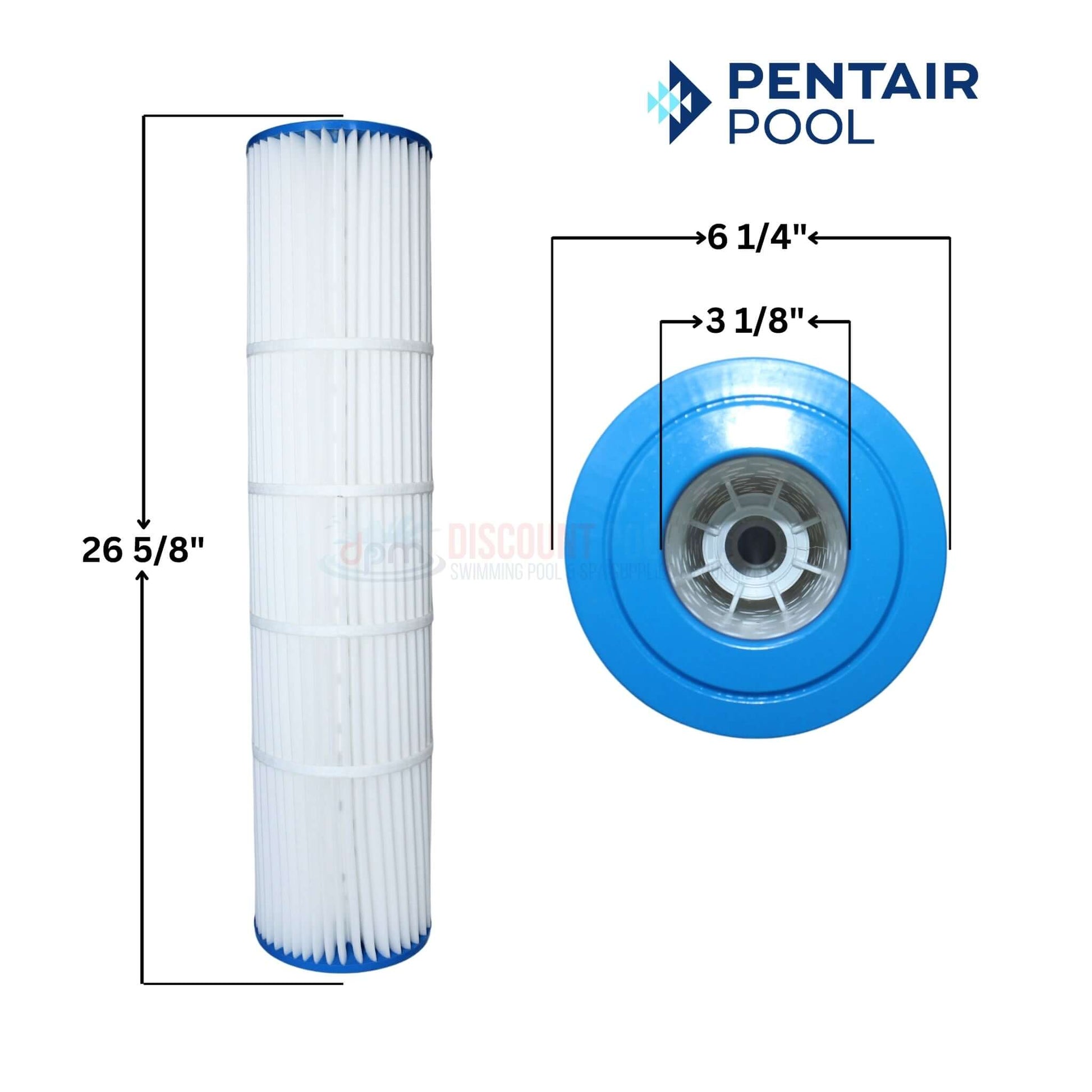 Pentair Cartridge for Quad DE 80 Filters, 26 5/8" tall, with dimensions, available at Discount Pool Mart DPM.