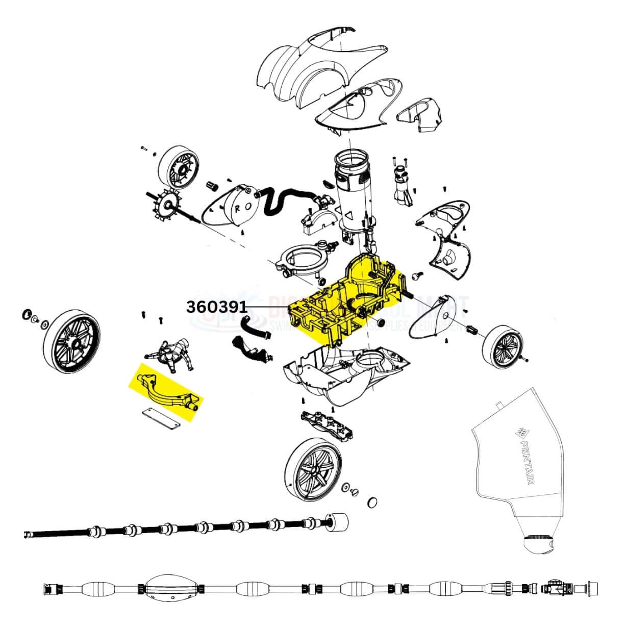 Pentair Chassis Kit 360391 parts diagram for Racer Cleaners | Discount Pool Mart DPM