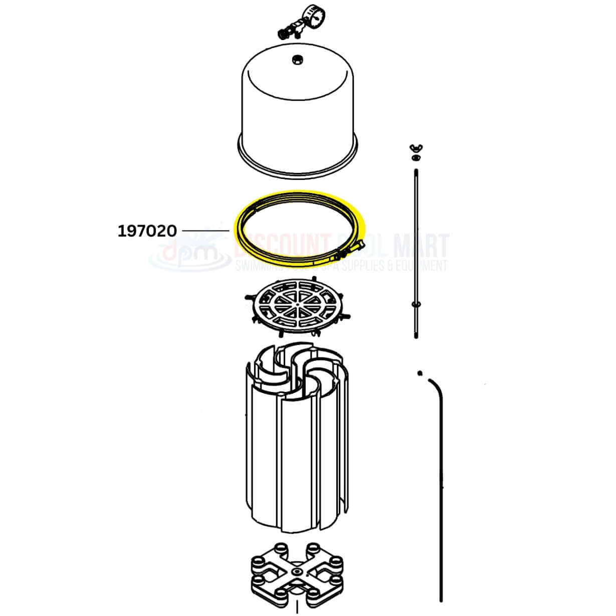 Pentair 197020 clamp ring assembly for Purex SM SMBW 4000 filters, available at Discount Pool Mart DPM.